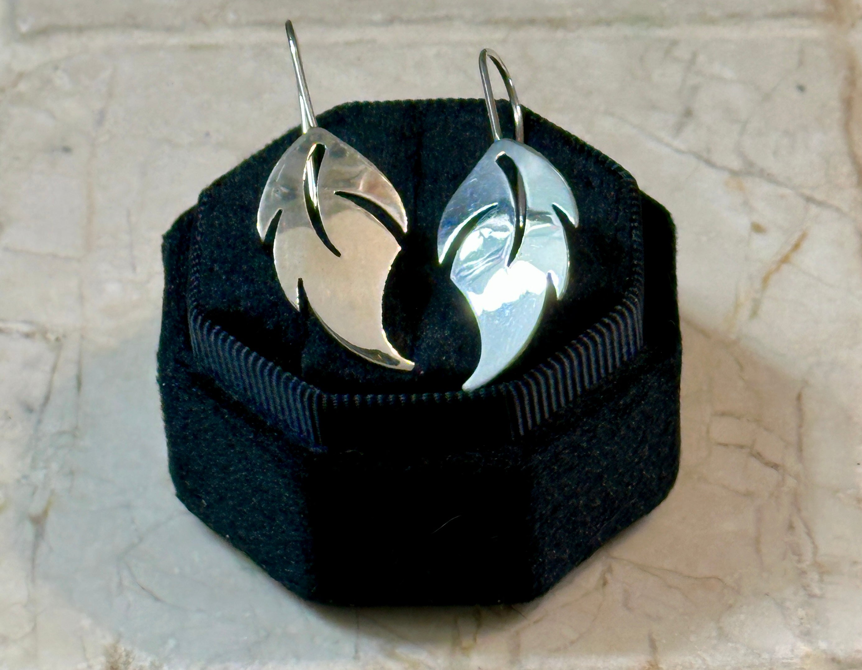 Feather Sterling Silver Earrings on Fixed Hook