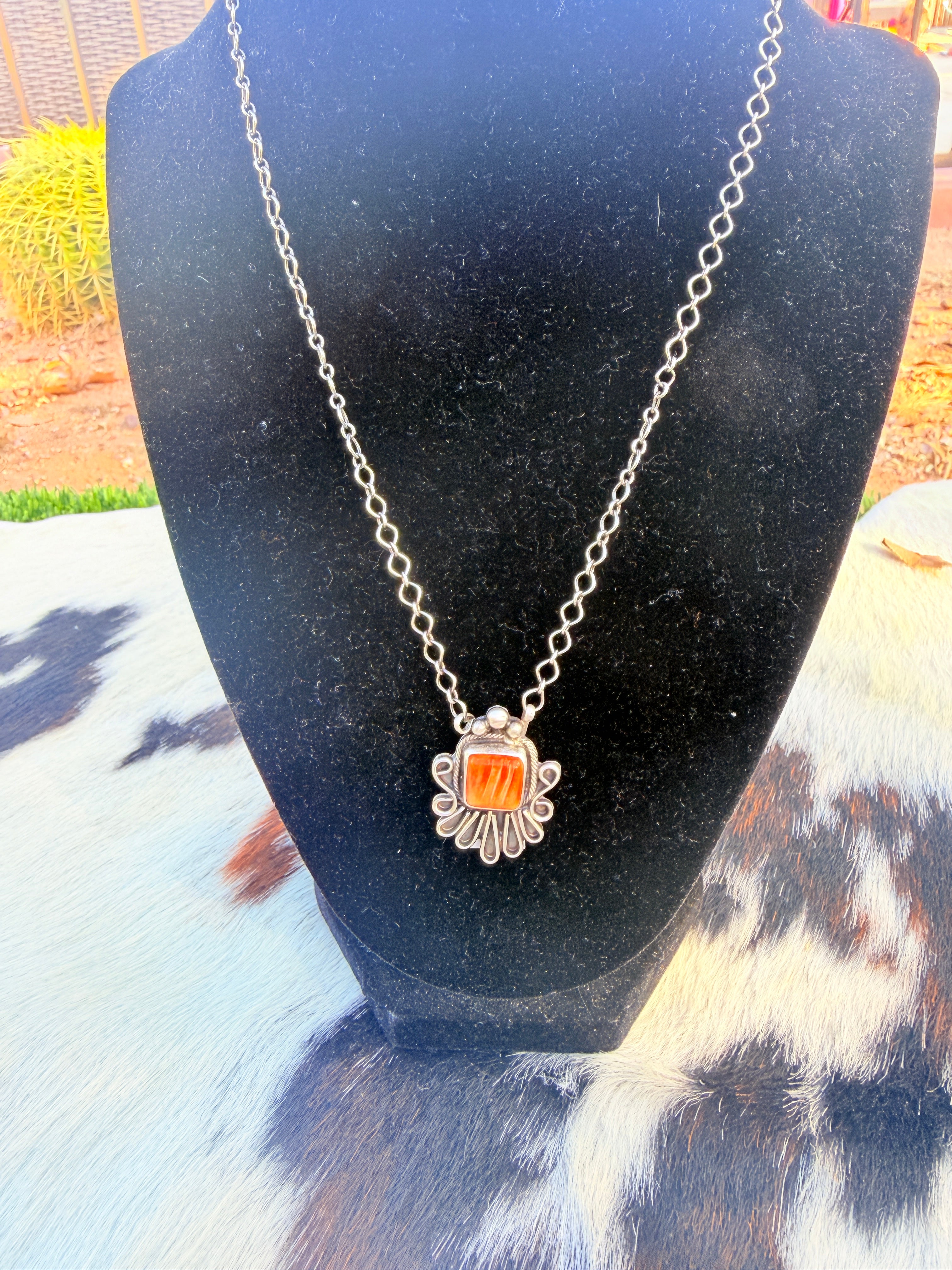 Handcrafted Spiny Oyster & Sterling Silver Necklace