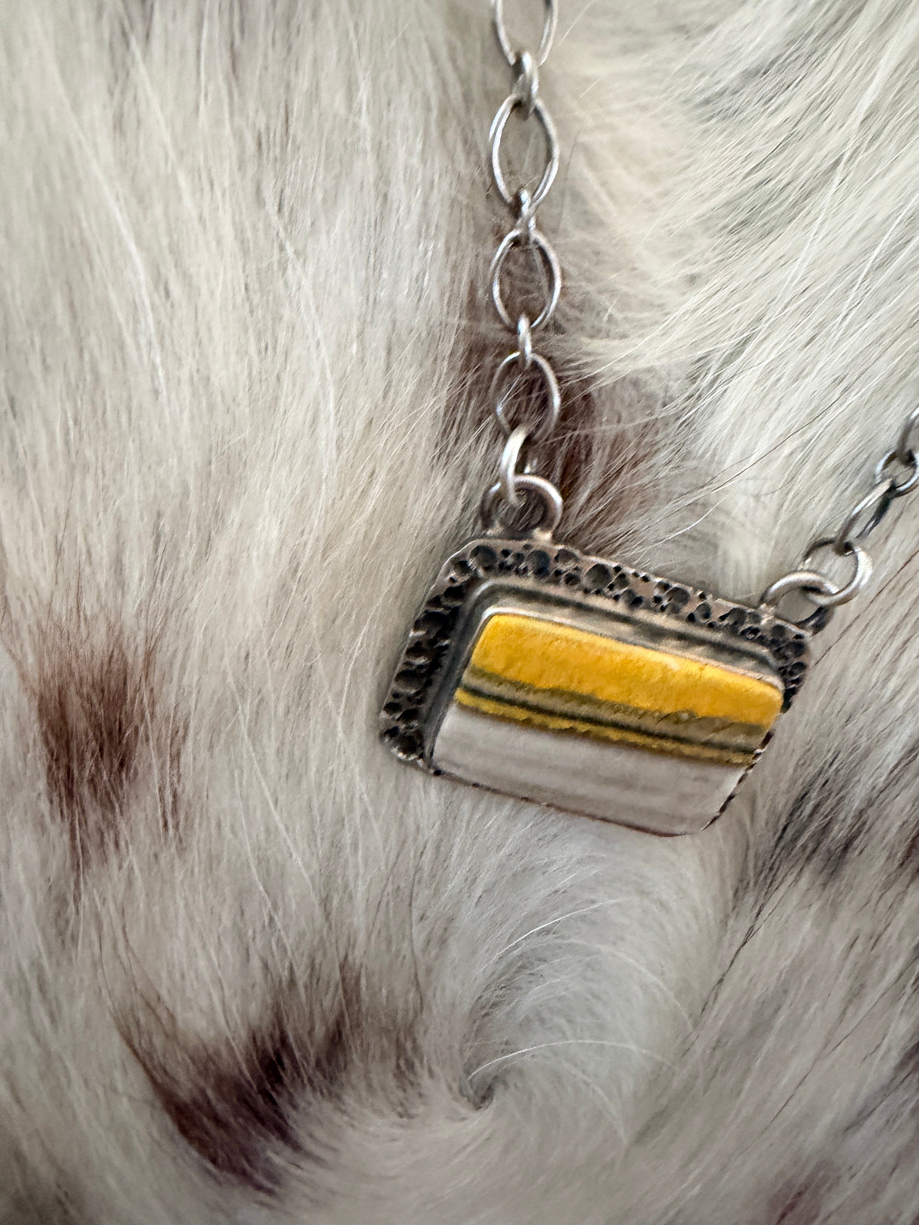 Handcrafted Bumblebee & Sterling Silver 18” Necklace by Russell Sam
