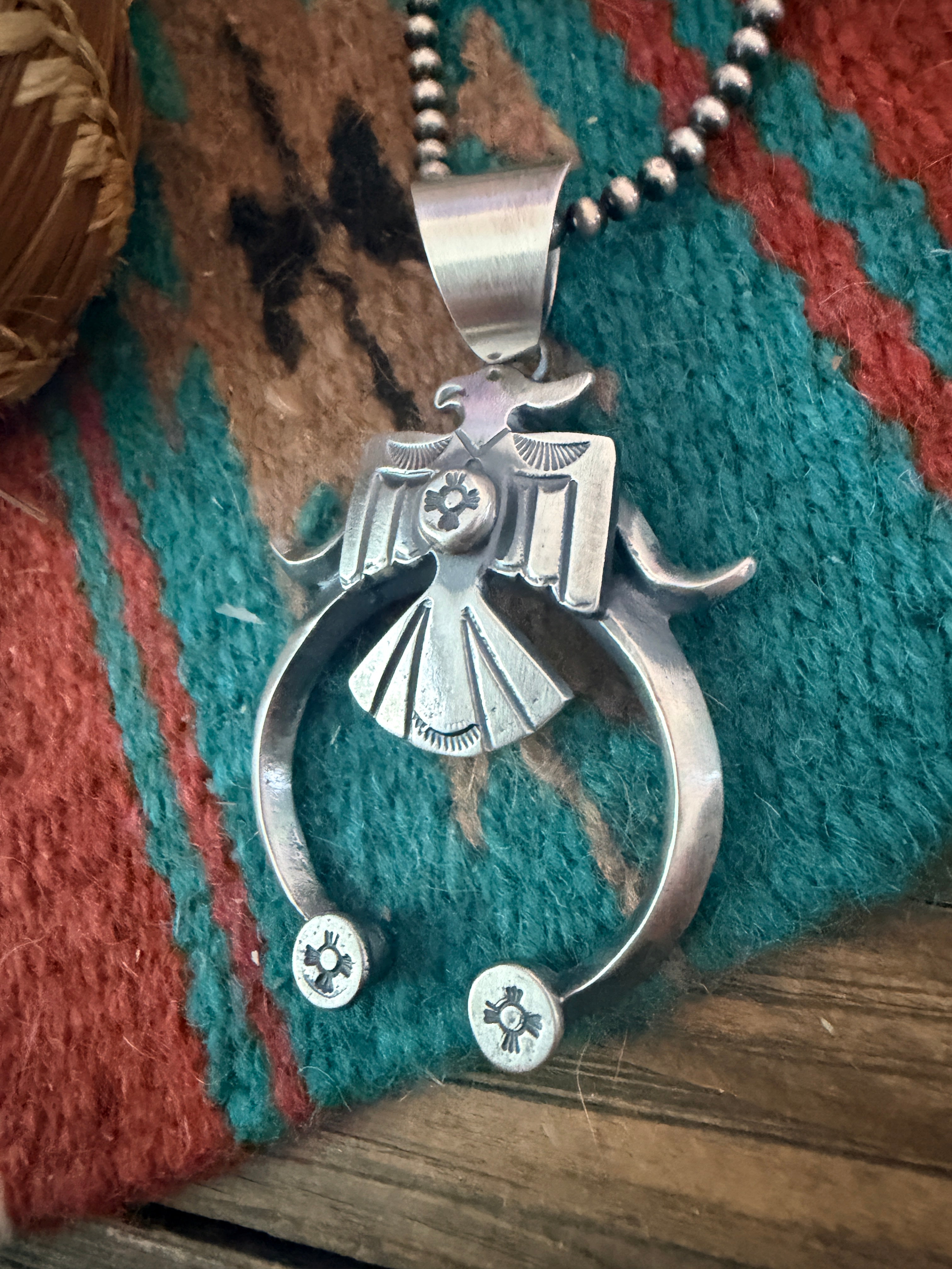 Handcrafted Sterling Silver Thunderbird Naja Pendant by Chimney Butte