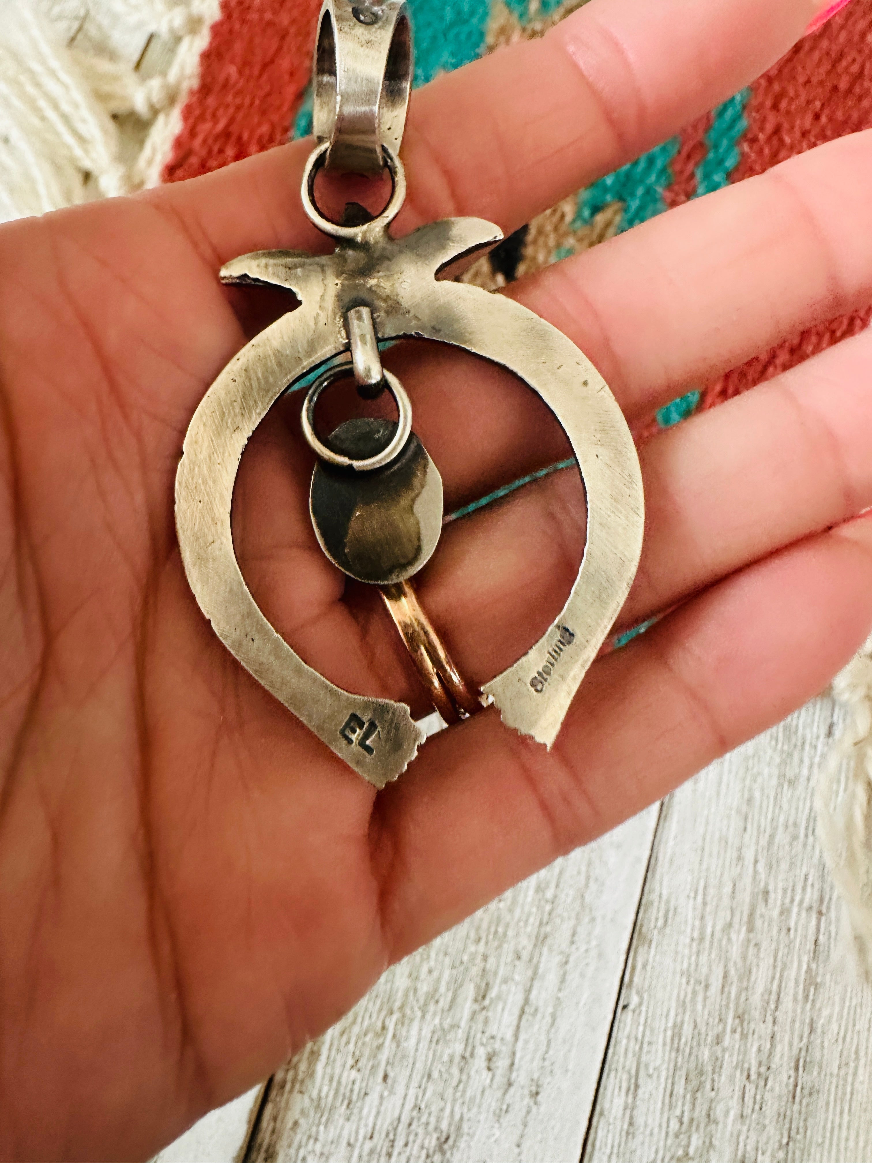 Handcrafted Sterling Silver & Turquoise Naja Pendant by Eva & Linberg Billah