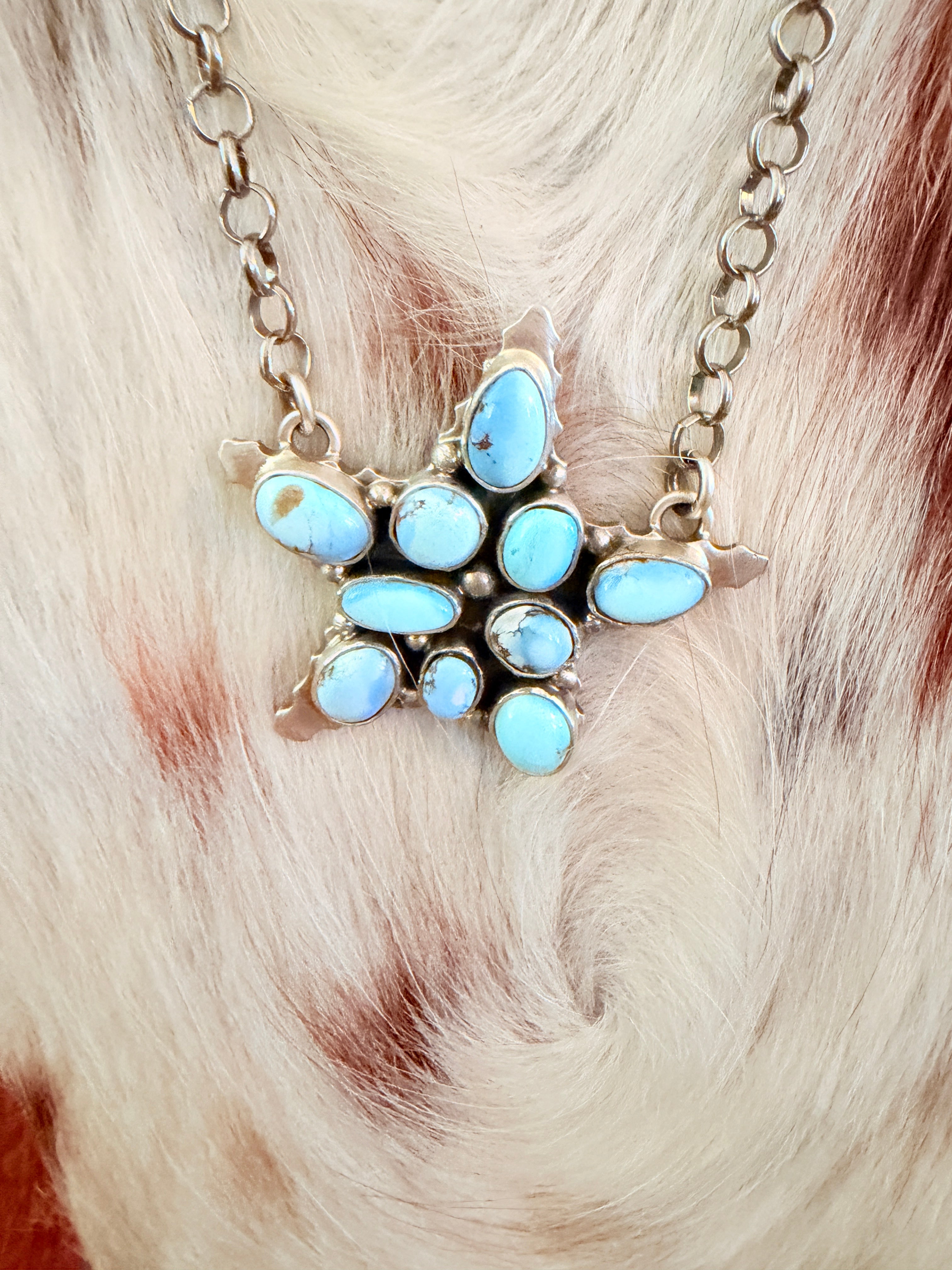Handcrafted Golden Hills Turquoise & Sterling Silver Star Necklace by Emer Thompson