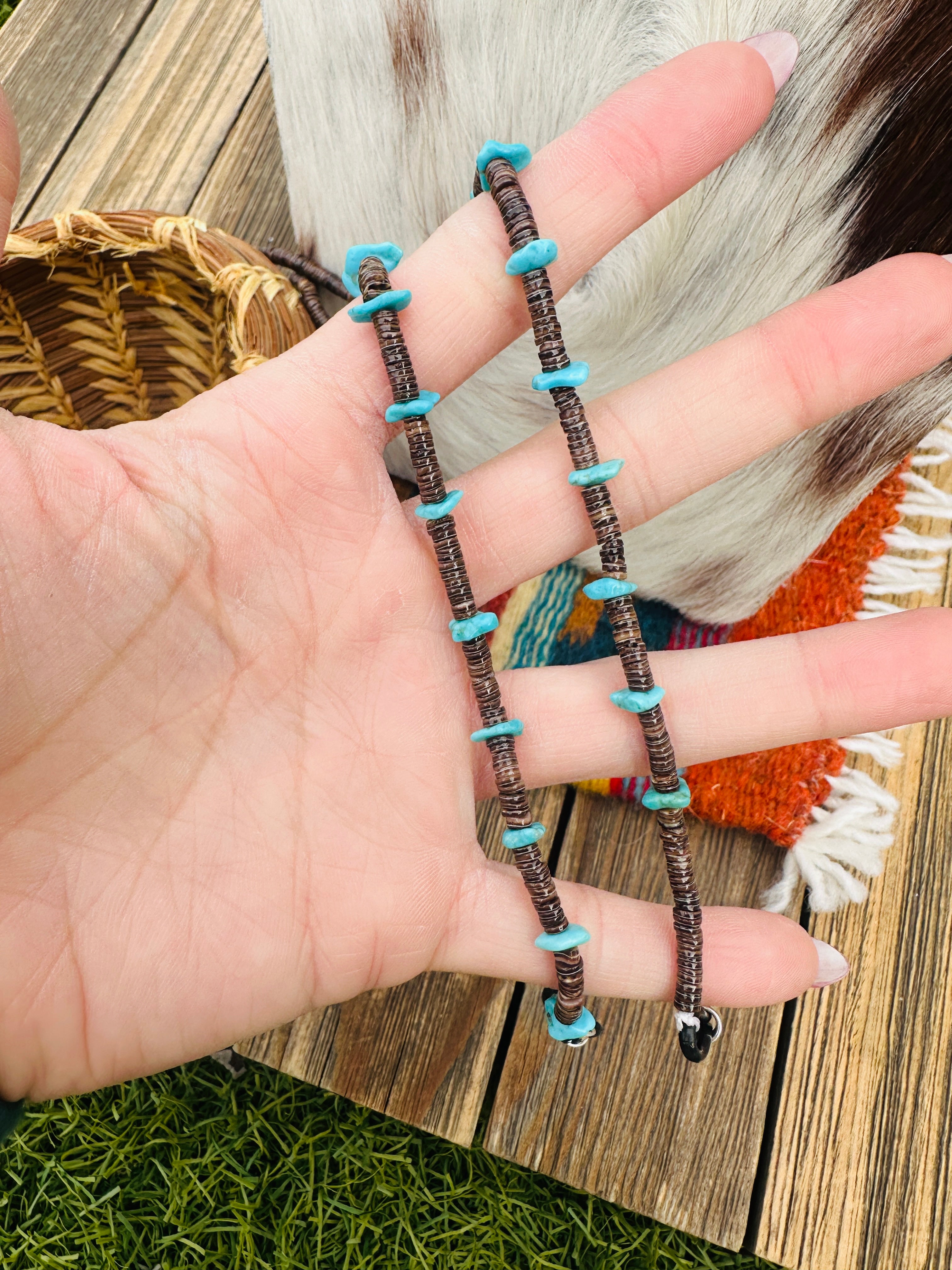 Handcrafted Turquoise & Heishi Beaded Glasses Strap