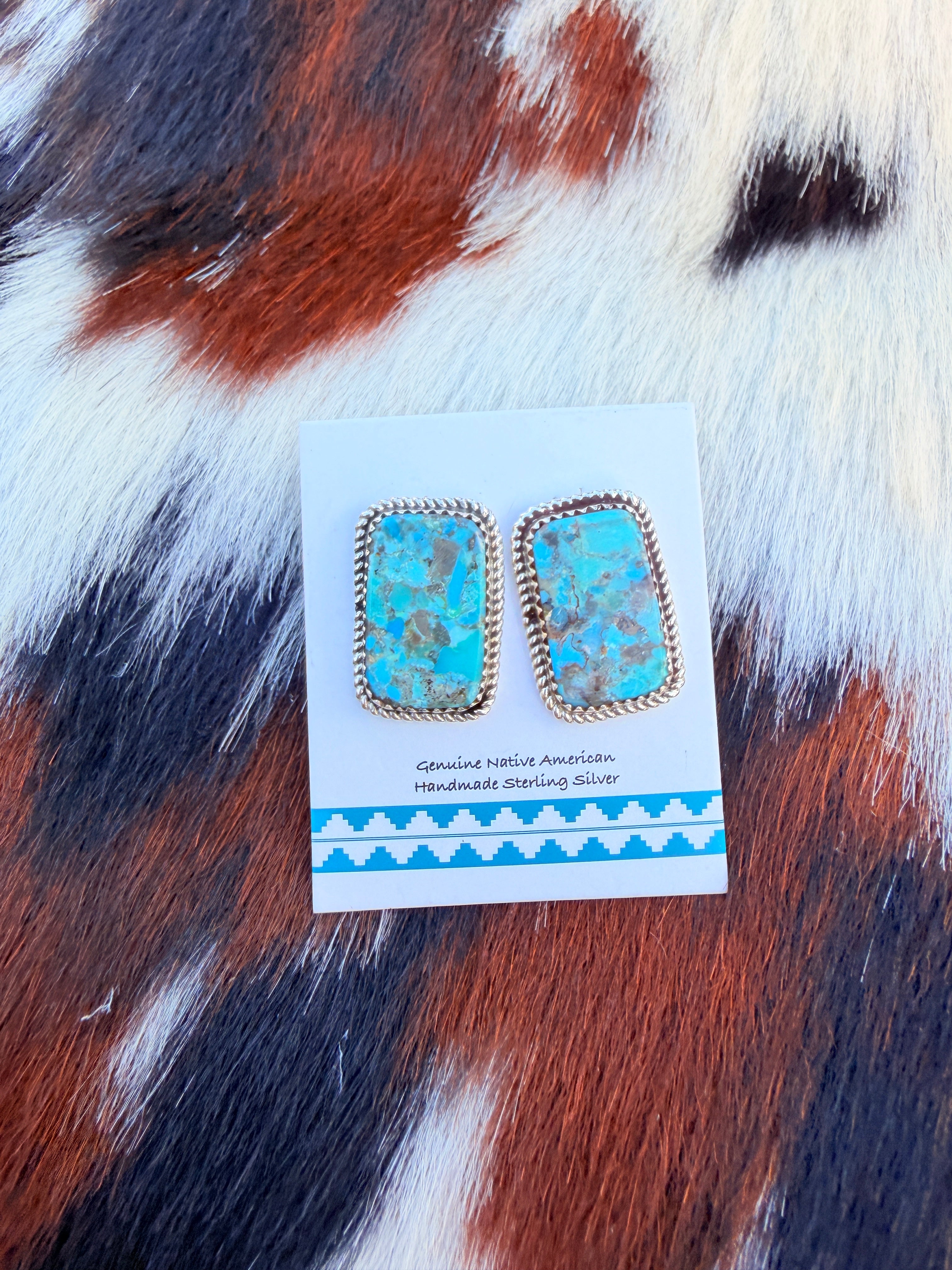 Handcrafted Turquoise & Sterling Silver Post Earrings