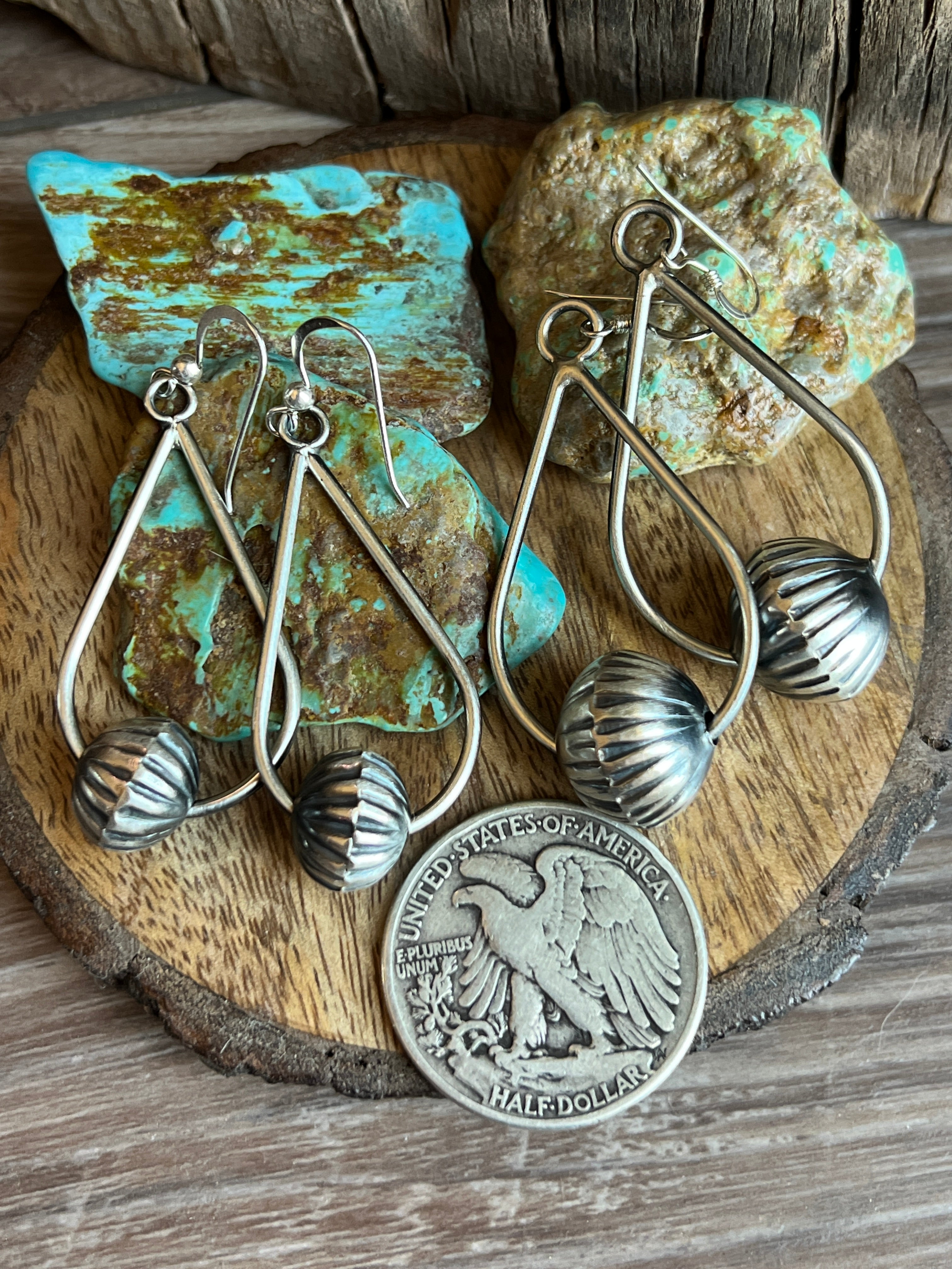 Sterling Silver Handcrafted Bead Drop Dangle Earrings by Preston Haley