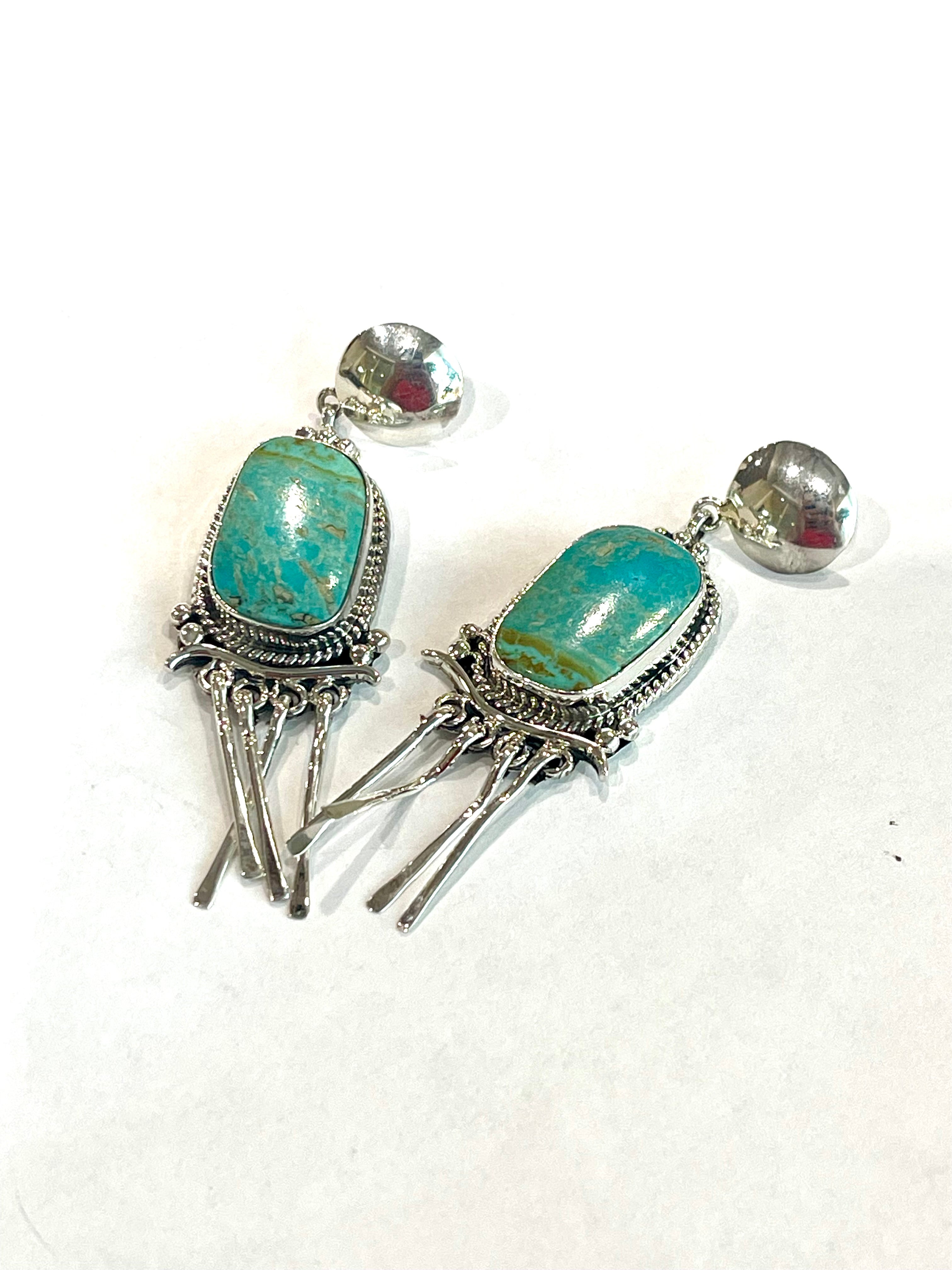 Navajo Sterling Silver & Turquoise Dangle Earrings