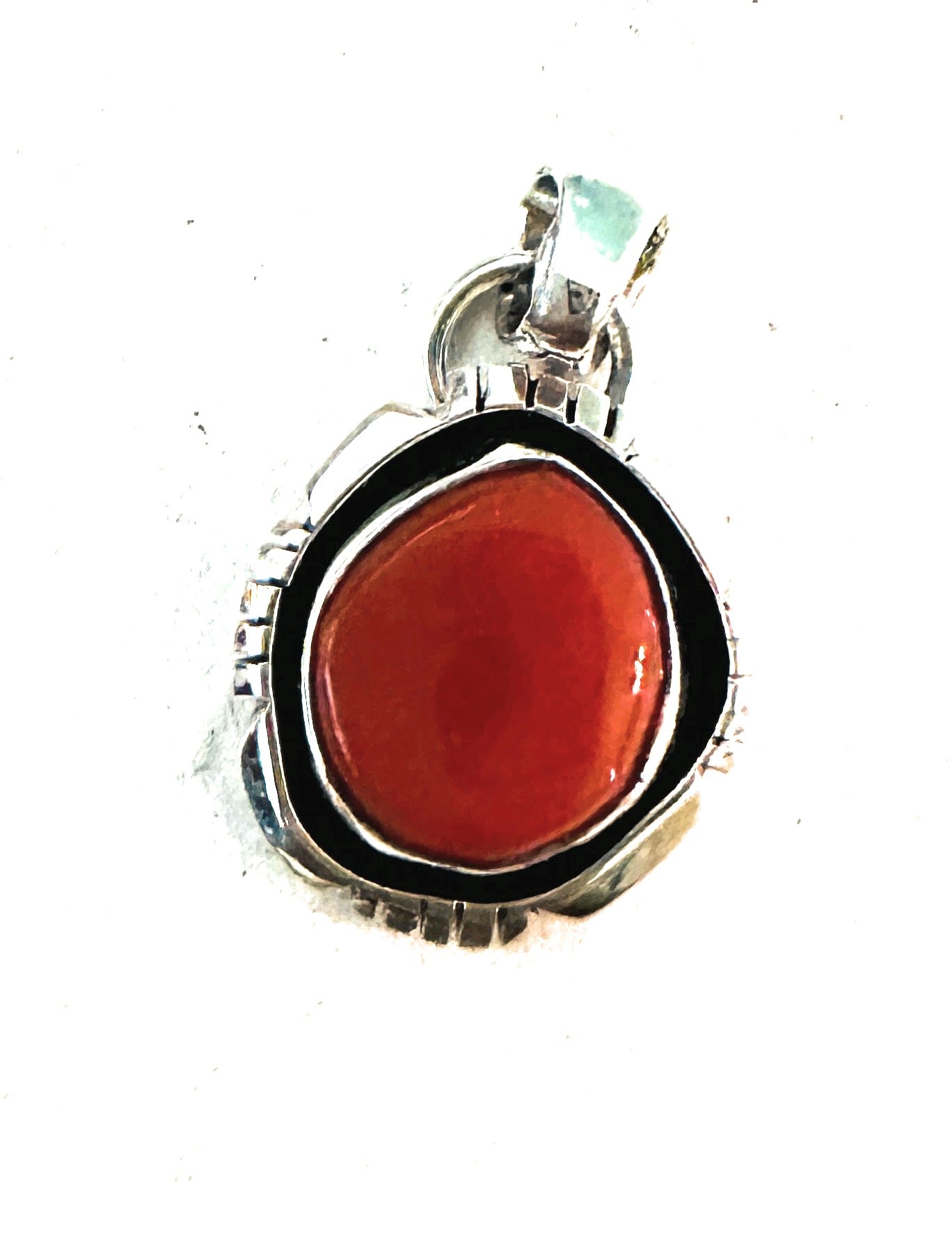 Navajo Sterling Silver & Coral Shadowbox Pendant