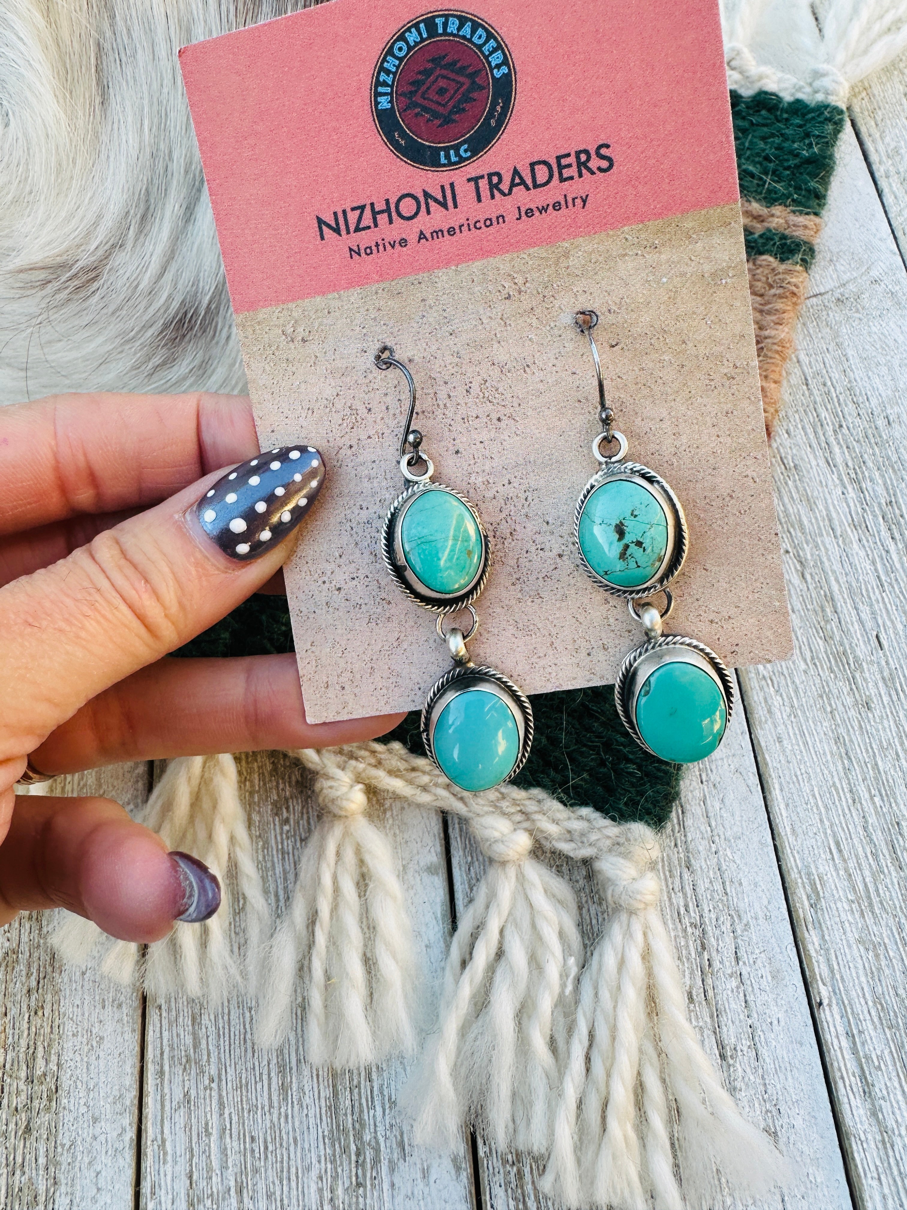 Handcrafted Turquoise & Sterling Silver Cluster Necklace and Earring Set by Ella Peter