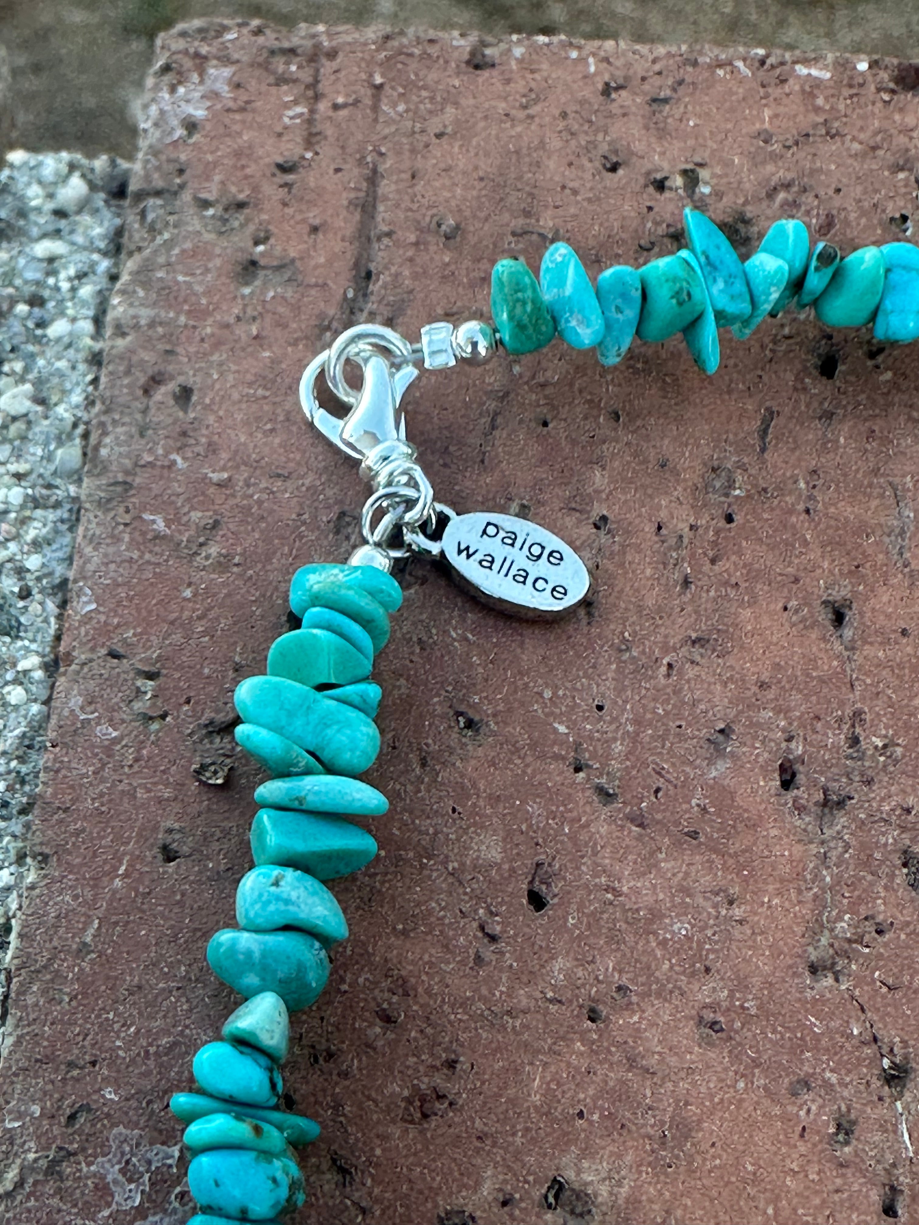 Paige Wallace Sterling Silver & Chip Turquoise Bow Necklace