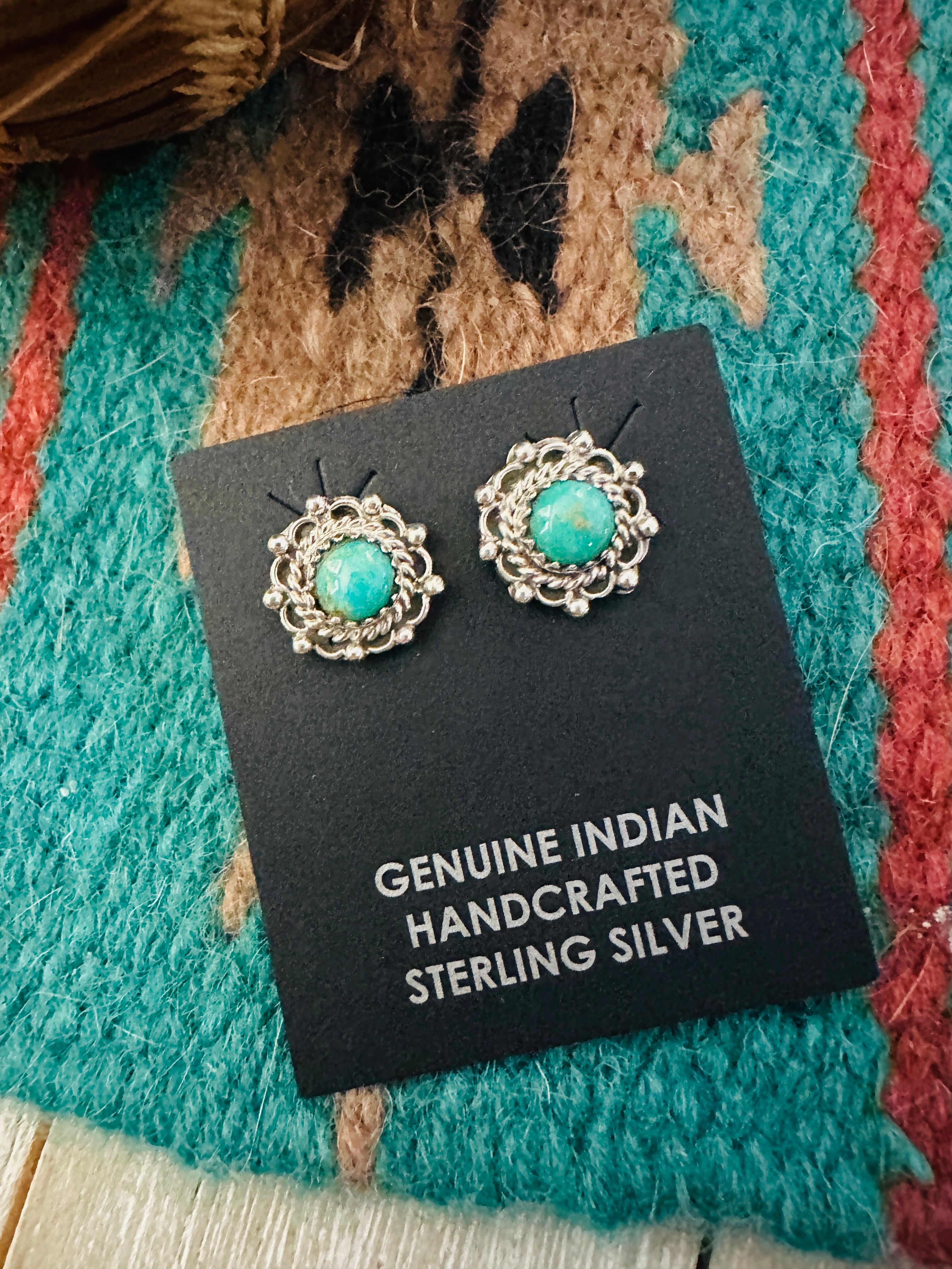 Handcrafted Sterling Silver & Turquoise Stud Earrings