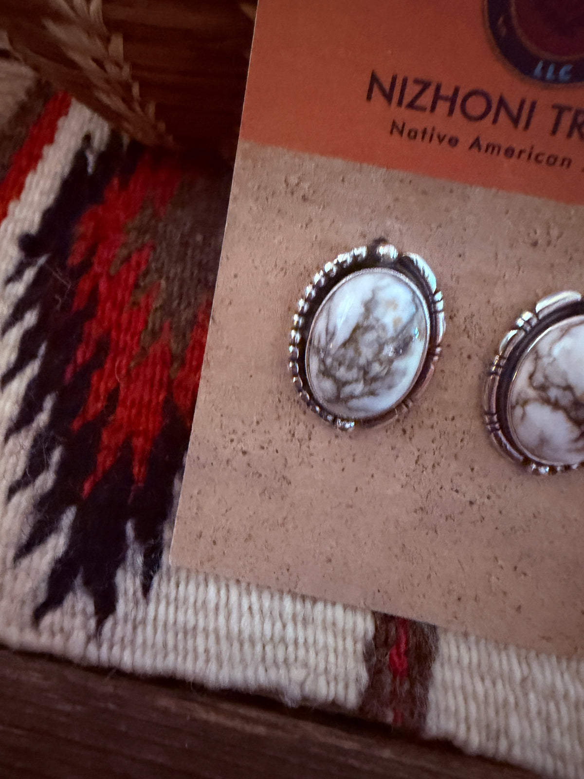 Handcrafted White Buffalo & Sterling Silver Post Earrings