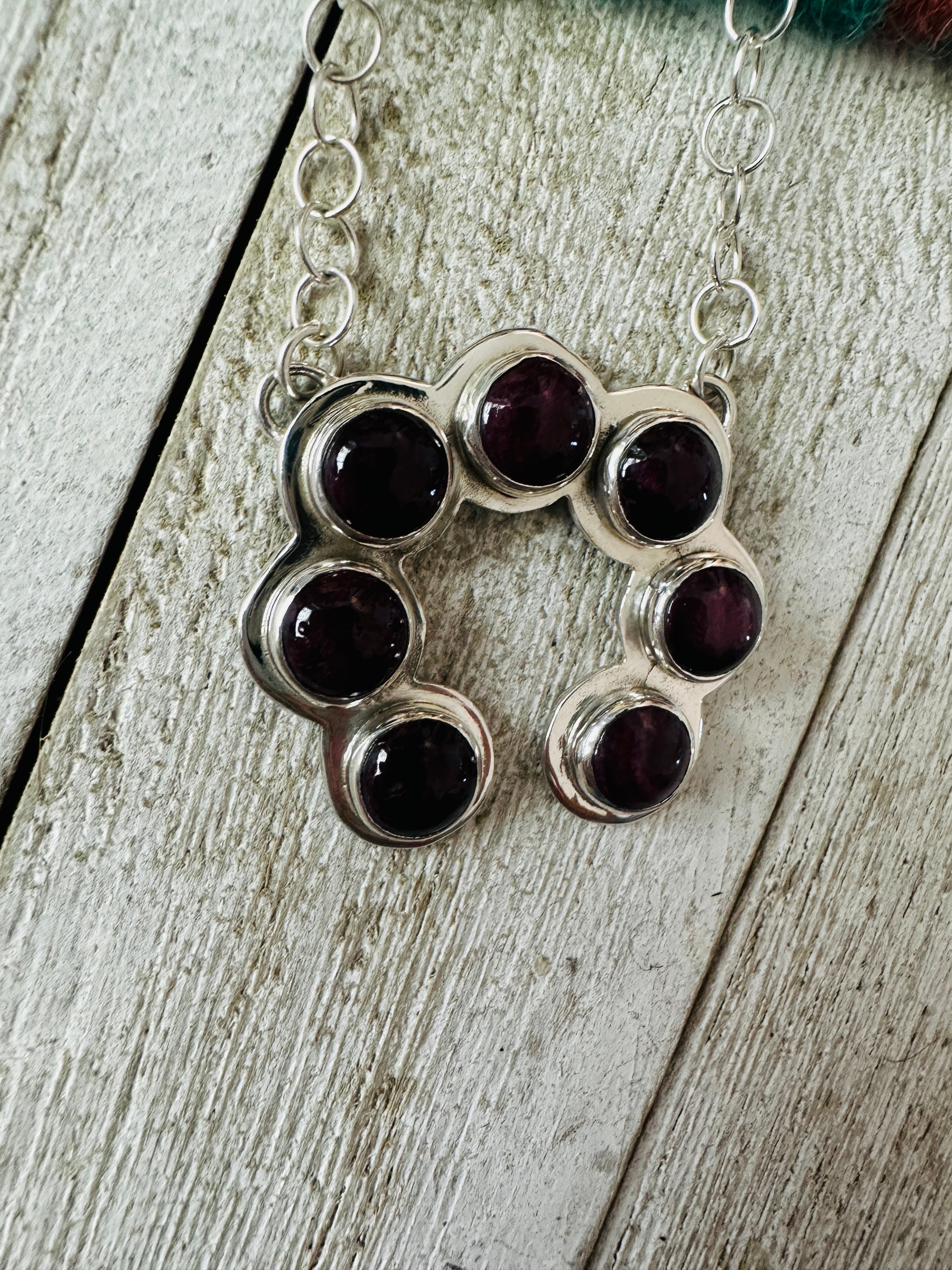 Handcrafted Sterling Silver & Purple Spiny Naja Necklace