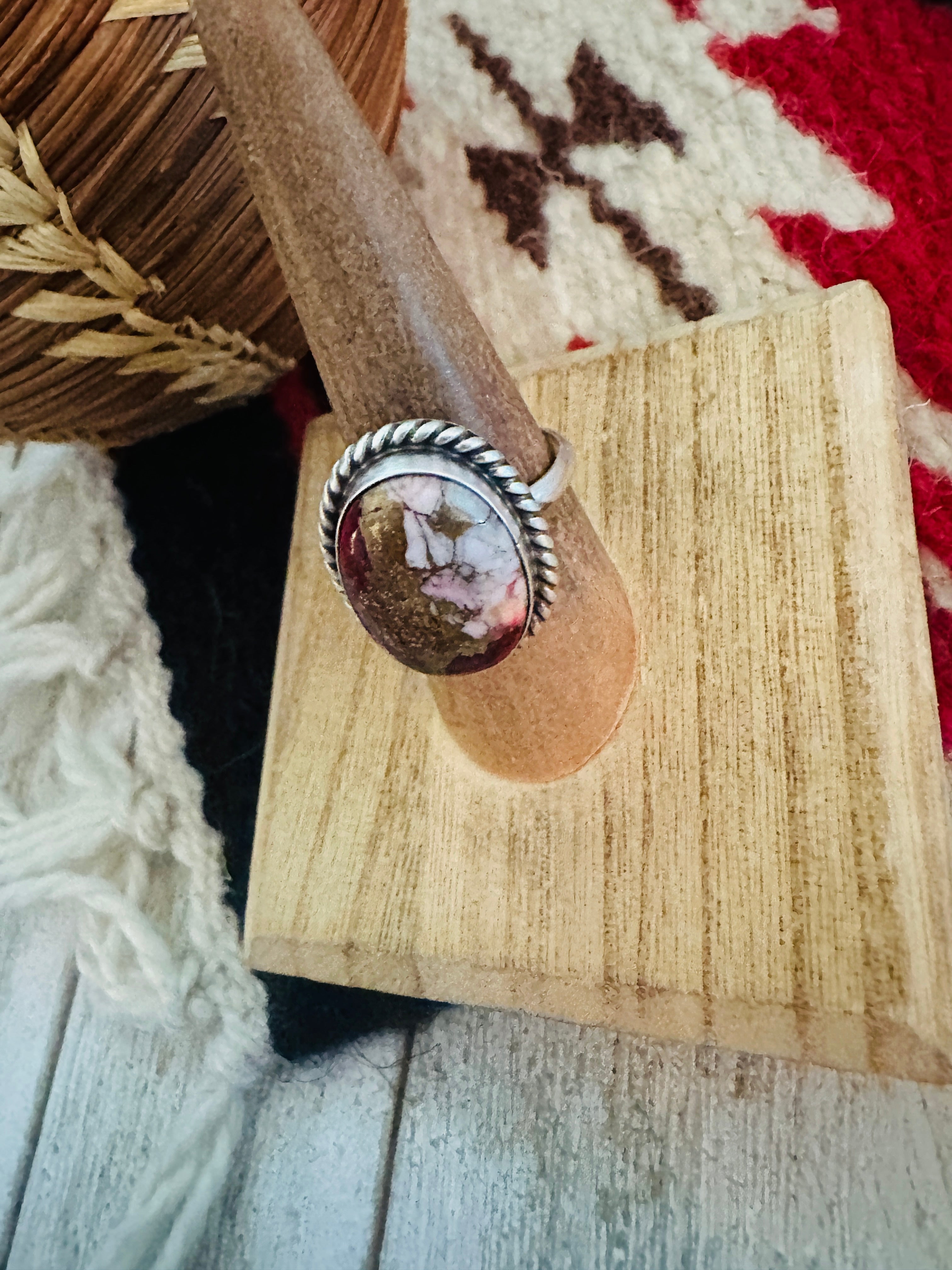 Handcrafted Sterling Silver & Rose Dahlia Adjustable Ring