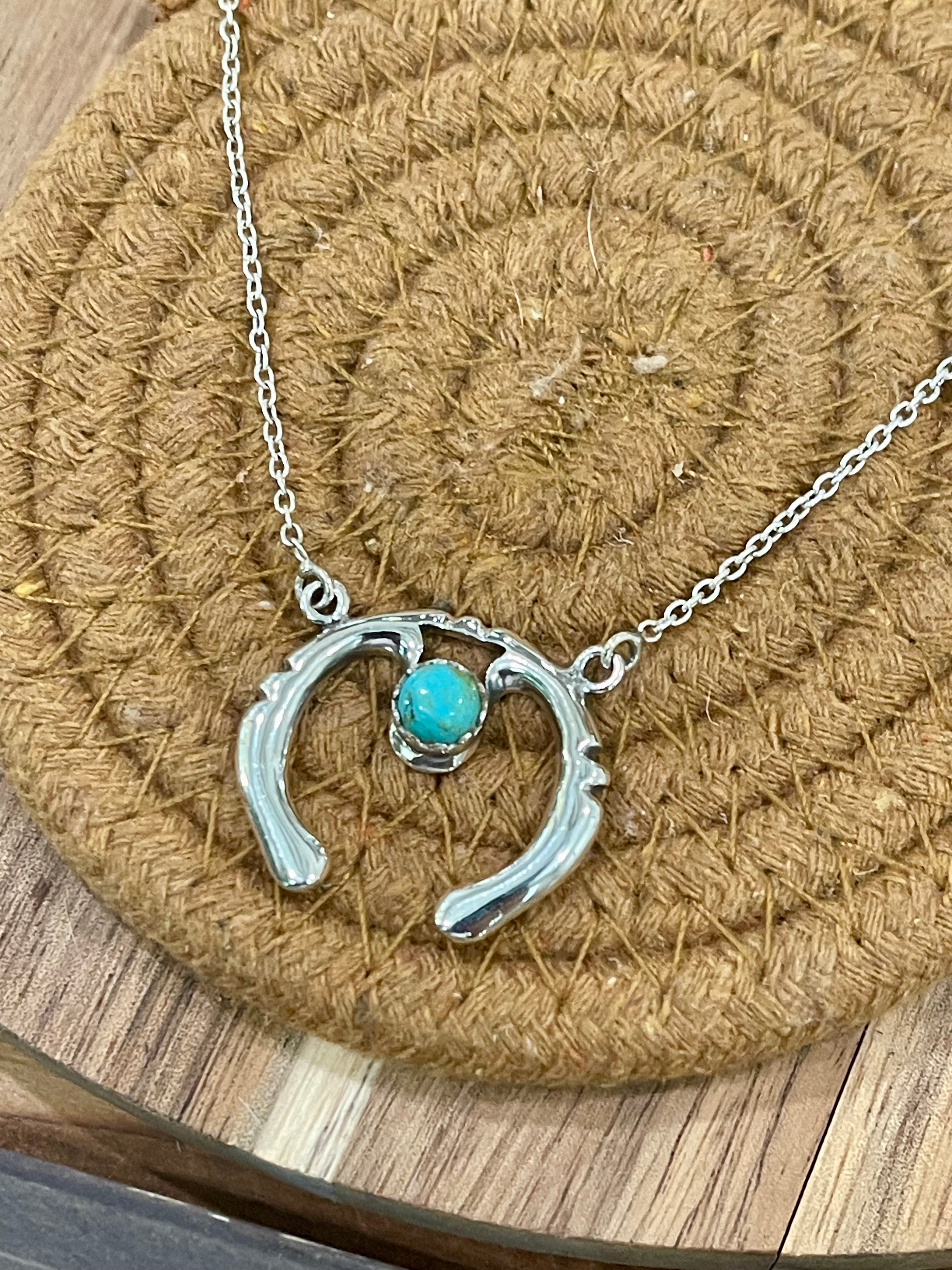 Handmade Sterling Silver & Turquoise Naja Necklace