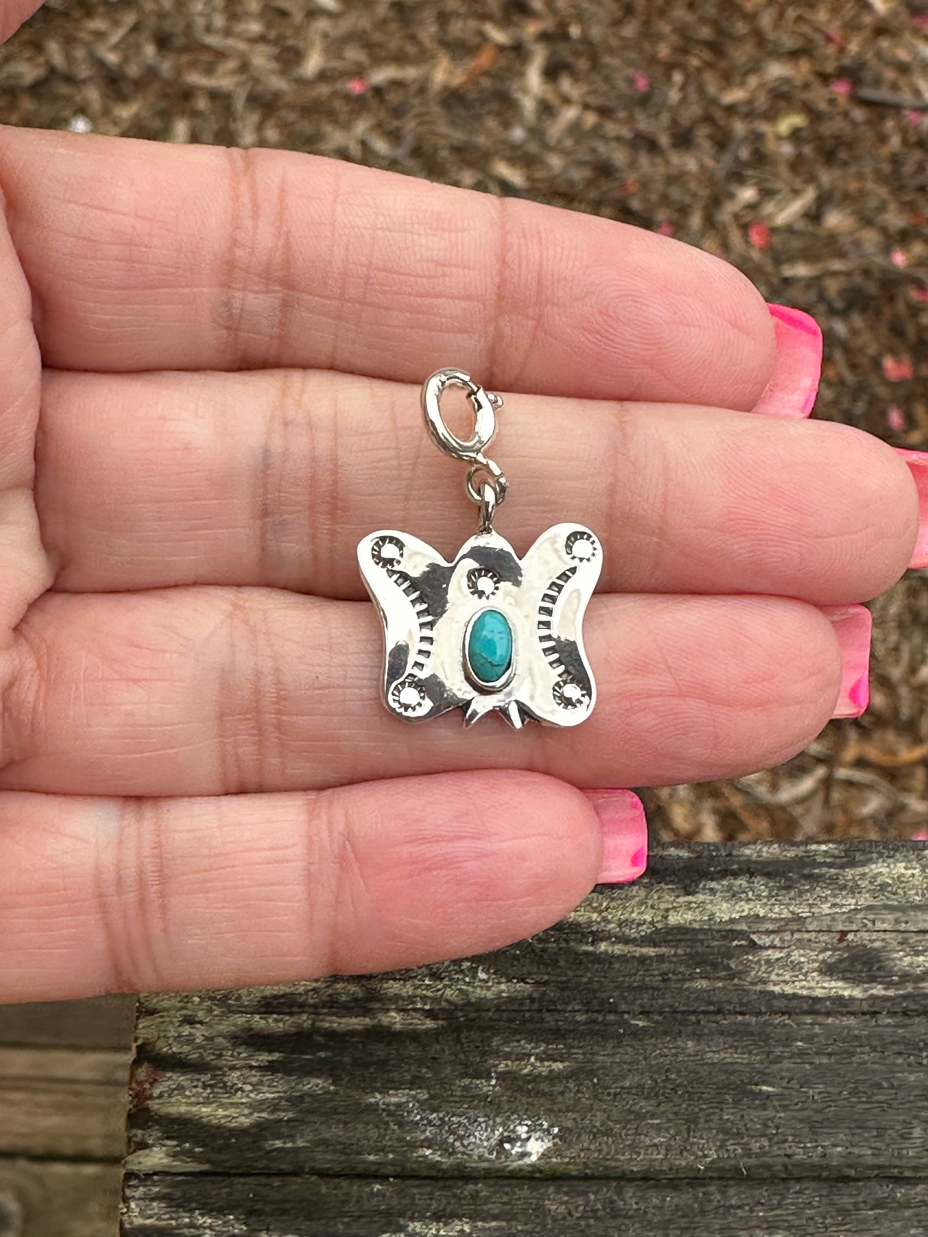 Sterling Silver and Turquoise Butterfly Charm