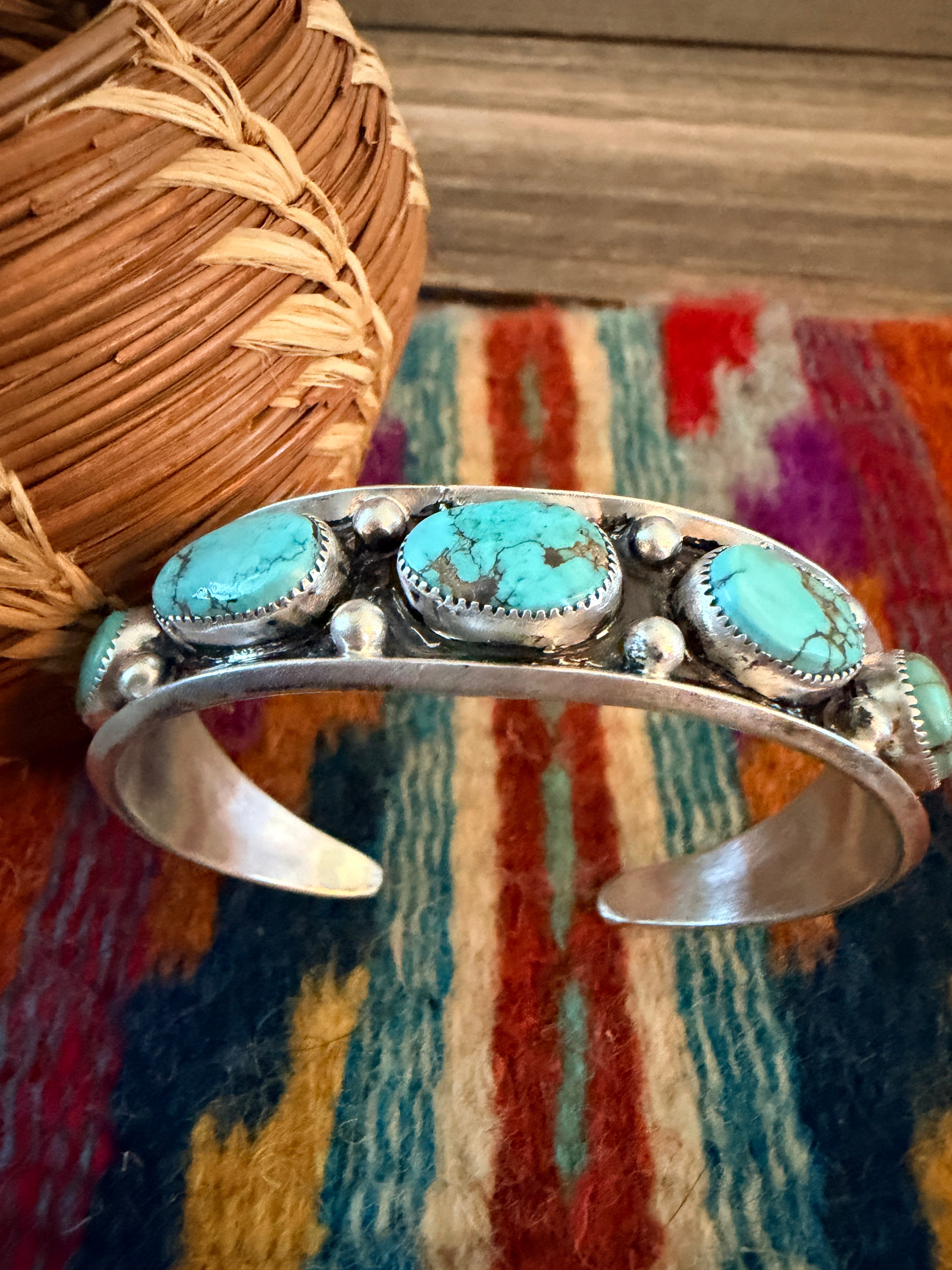 Handcrafted Royston Turquoise & Sterling Silver Cuff Bracelet by Paul Largo
