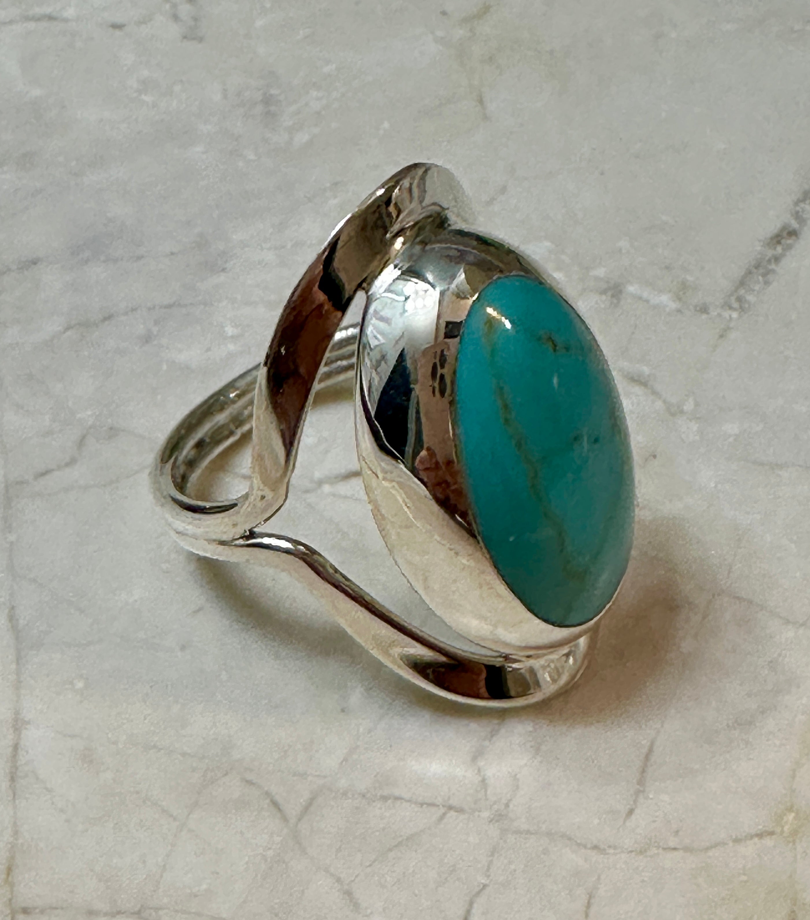 Oval Frame Turquoise Sterling Silver Ring