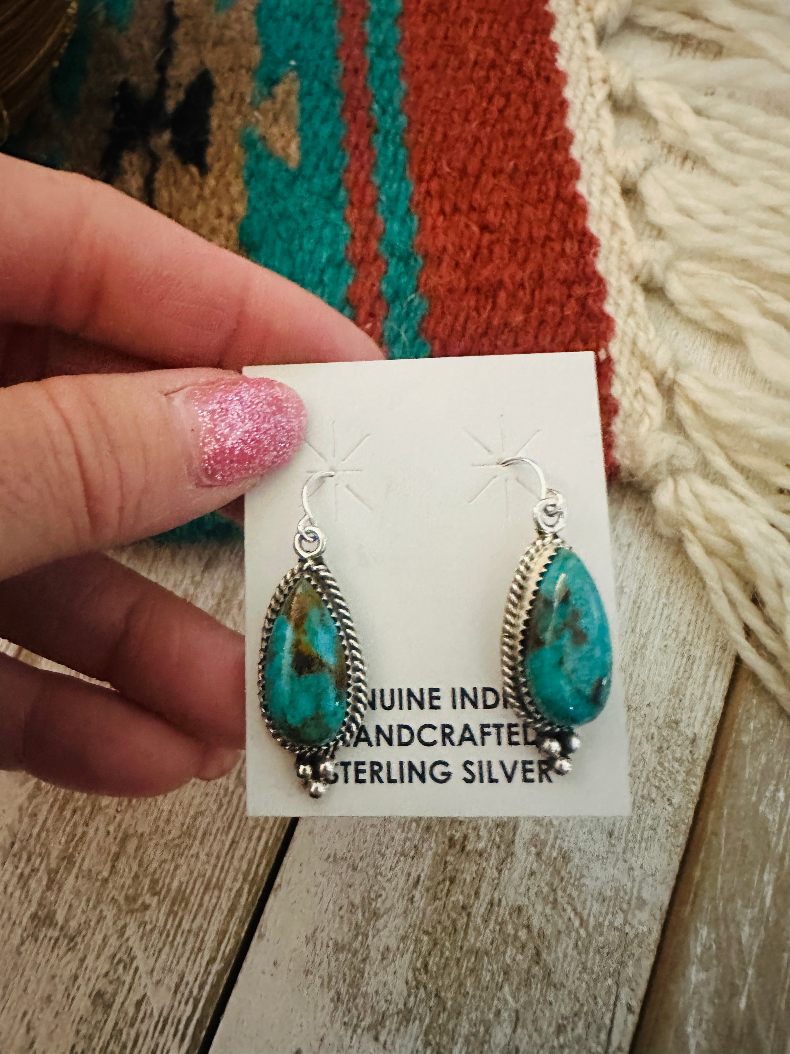 Navajo Sterling Silver & Turquoise Dangle Earrings