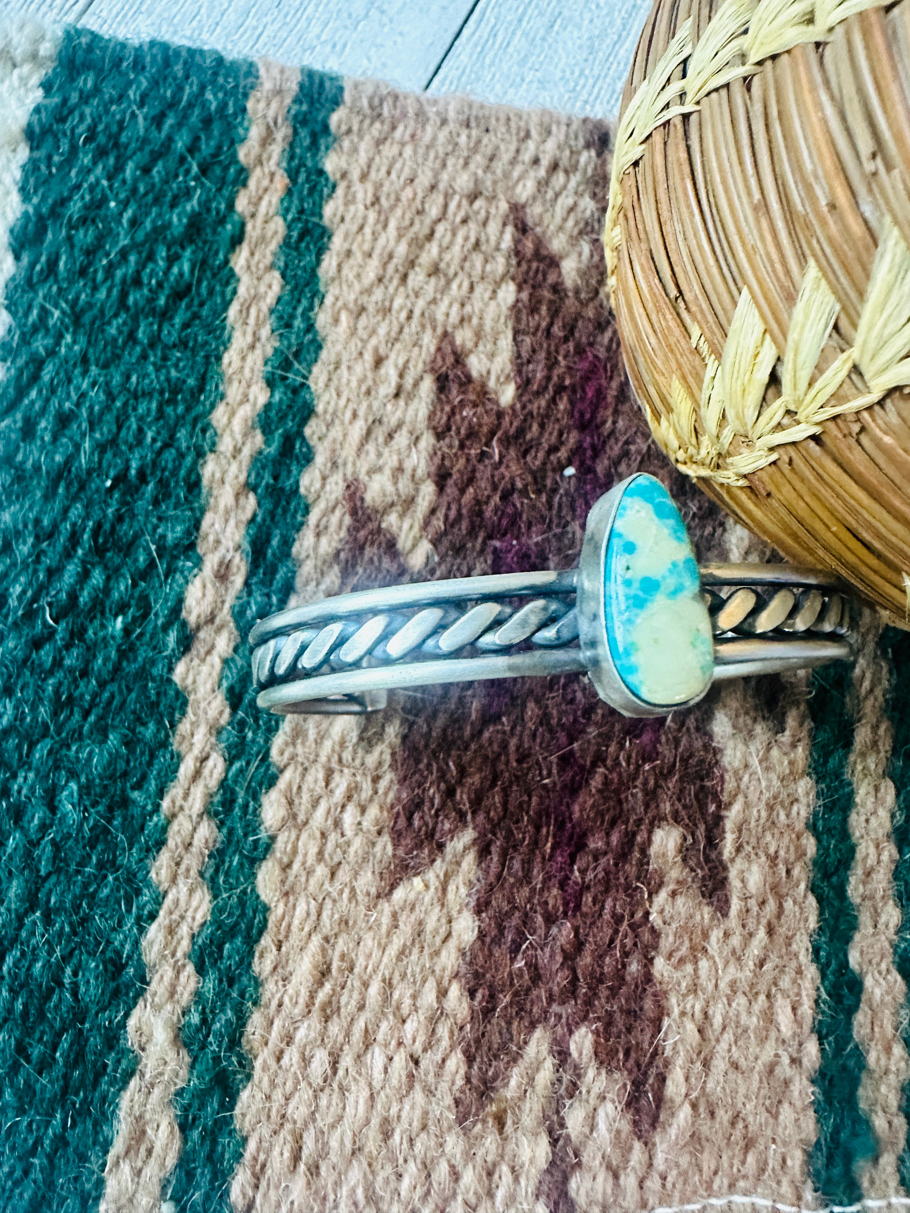 Navajo Sterling Silver & Turquoise Cuff Bracelet