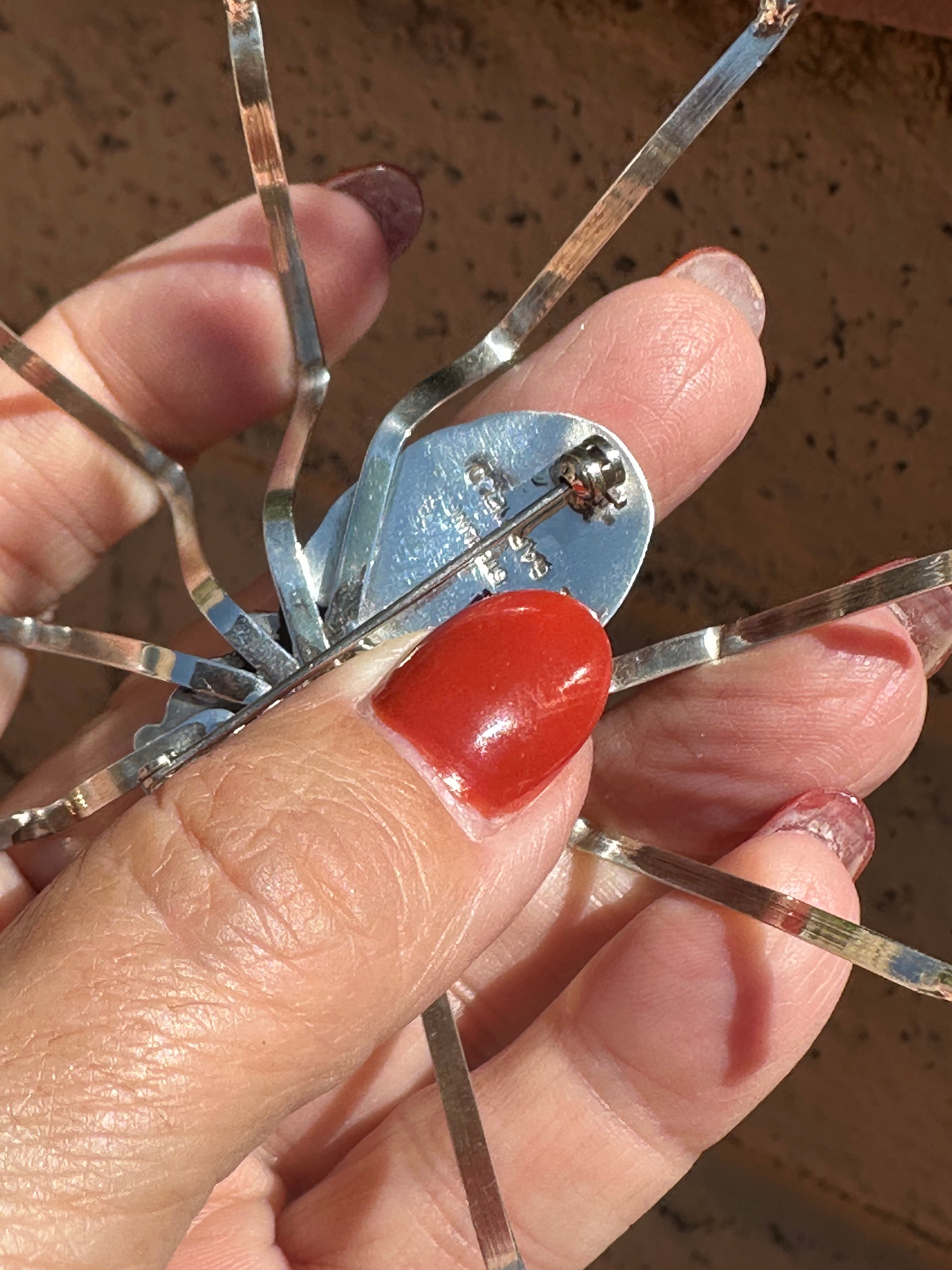 Handcrafted Sterling Silver Spider Brooch
