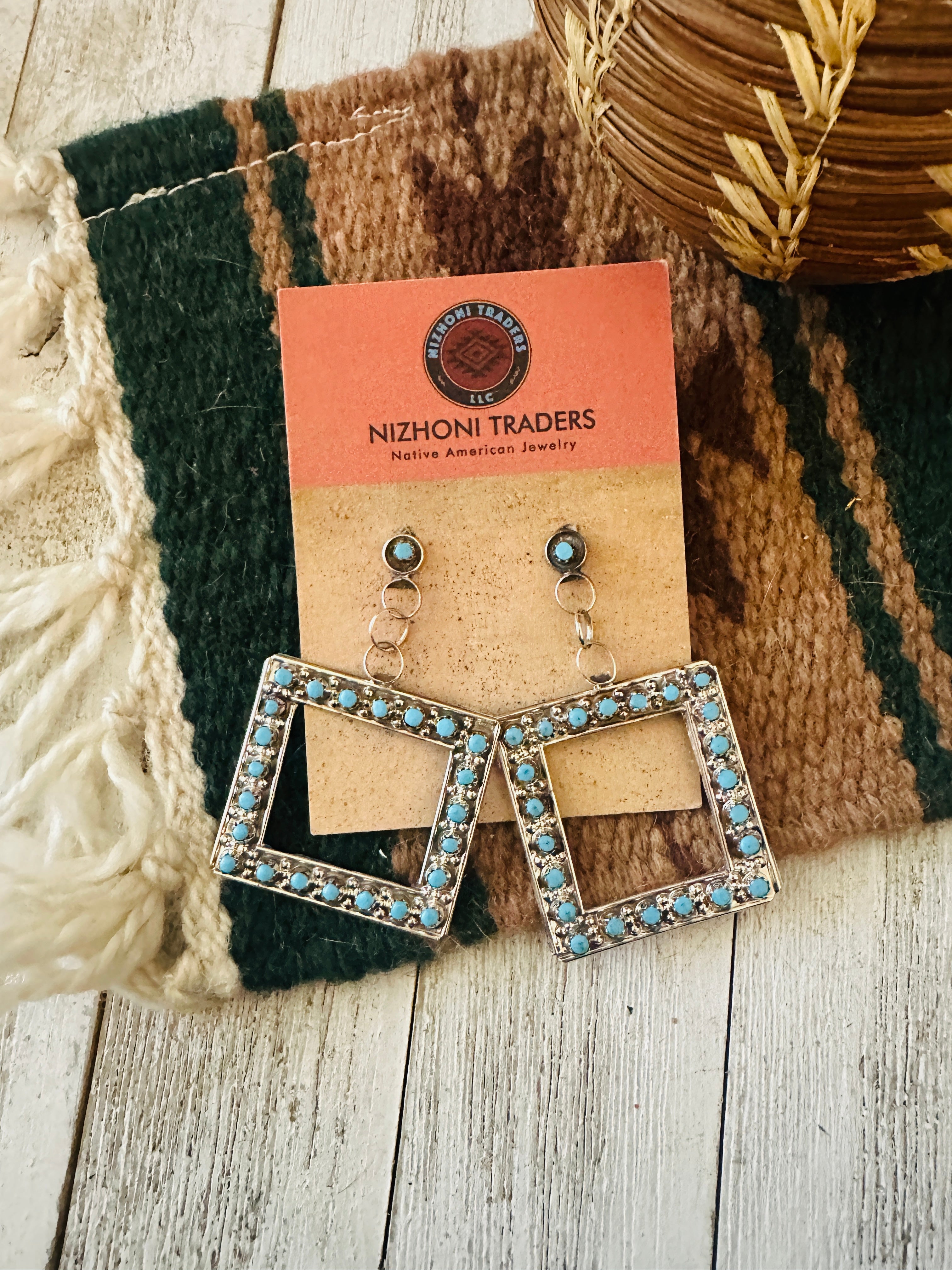 Zuni Sterling Silver & Turquoise Snake Eye Earrings