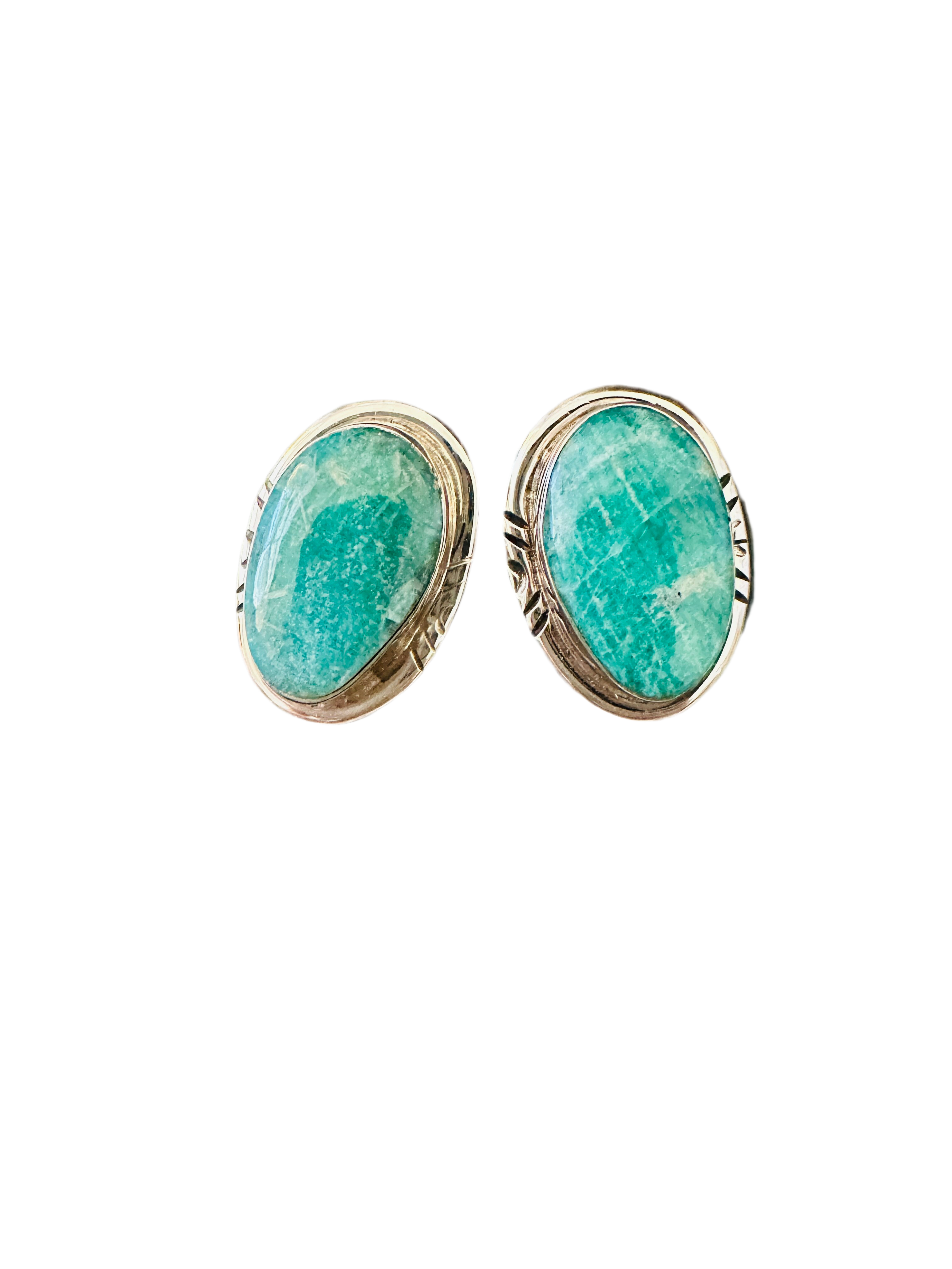 Navajo Turquoise & Sterling Silver Post Earrings