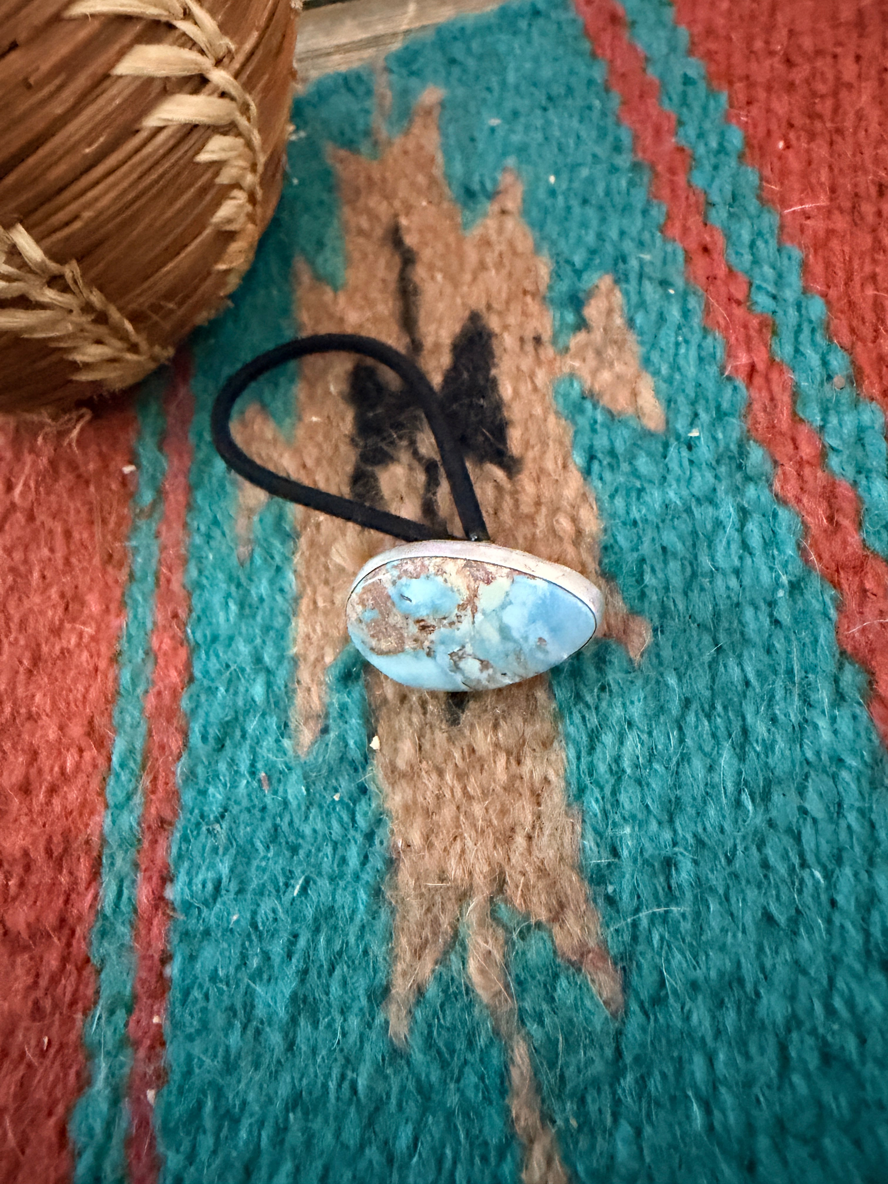 Handcrafted Turquoise & Sterling Silver Hair Tie Charm