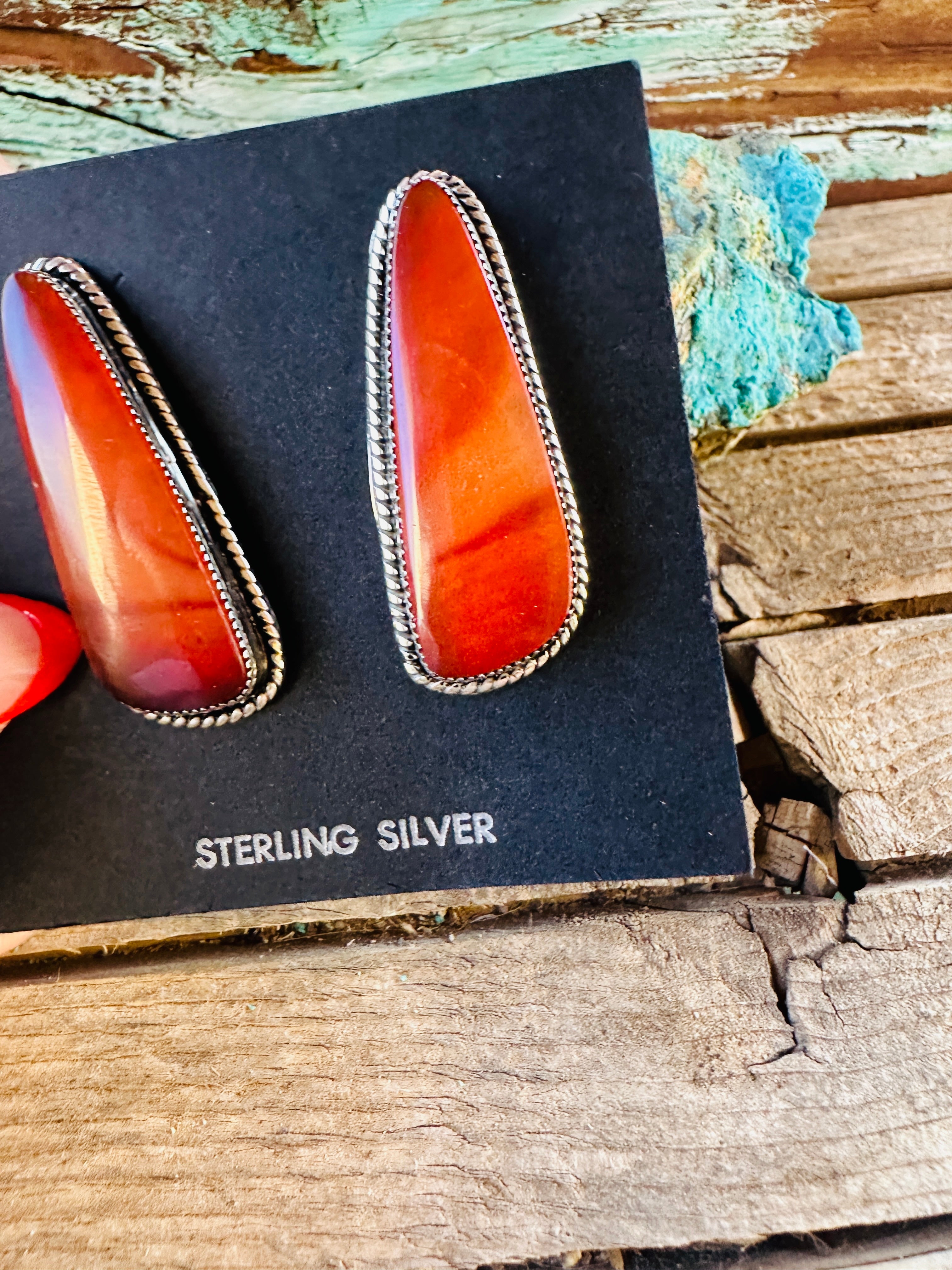 Handcrafted Carnelian & Sterling Silver Dangle Earrings