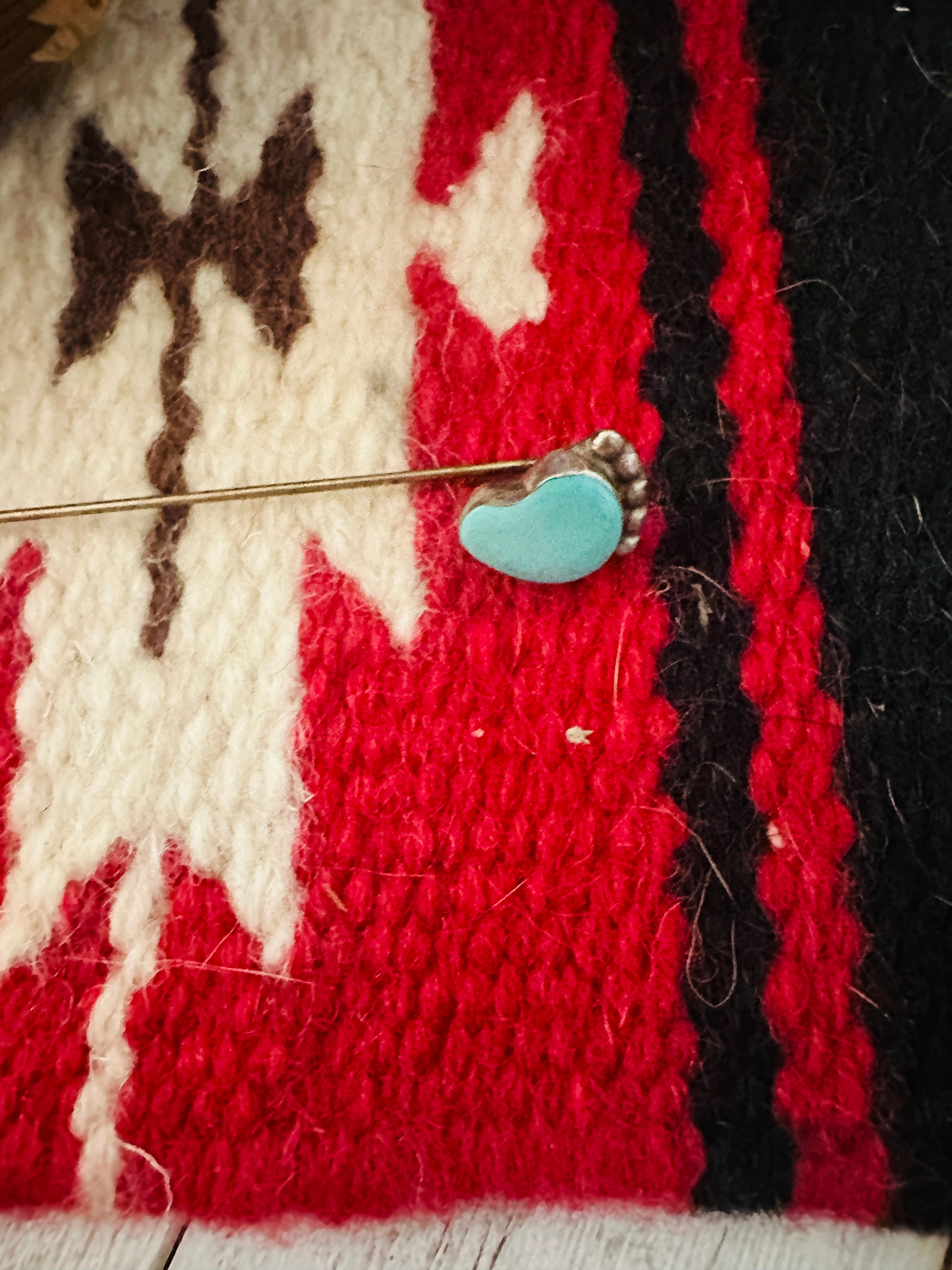 Old Pawn Vintage Navajo Turquoise & Sterling Silver Hat Pin