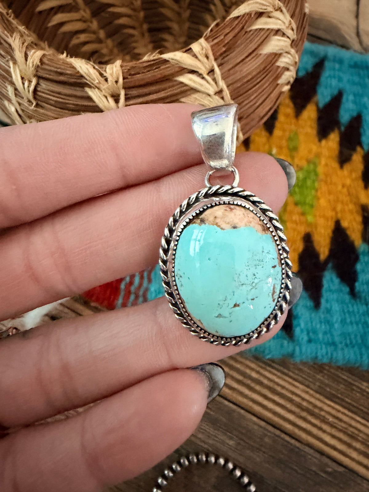 Handcrafted Sterling Silver and Turquoise Pendant
