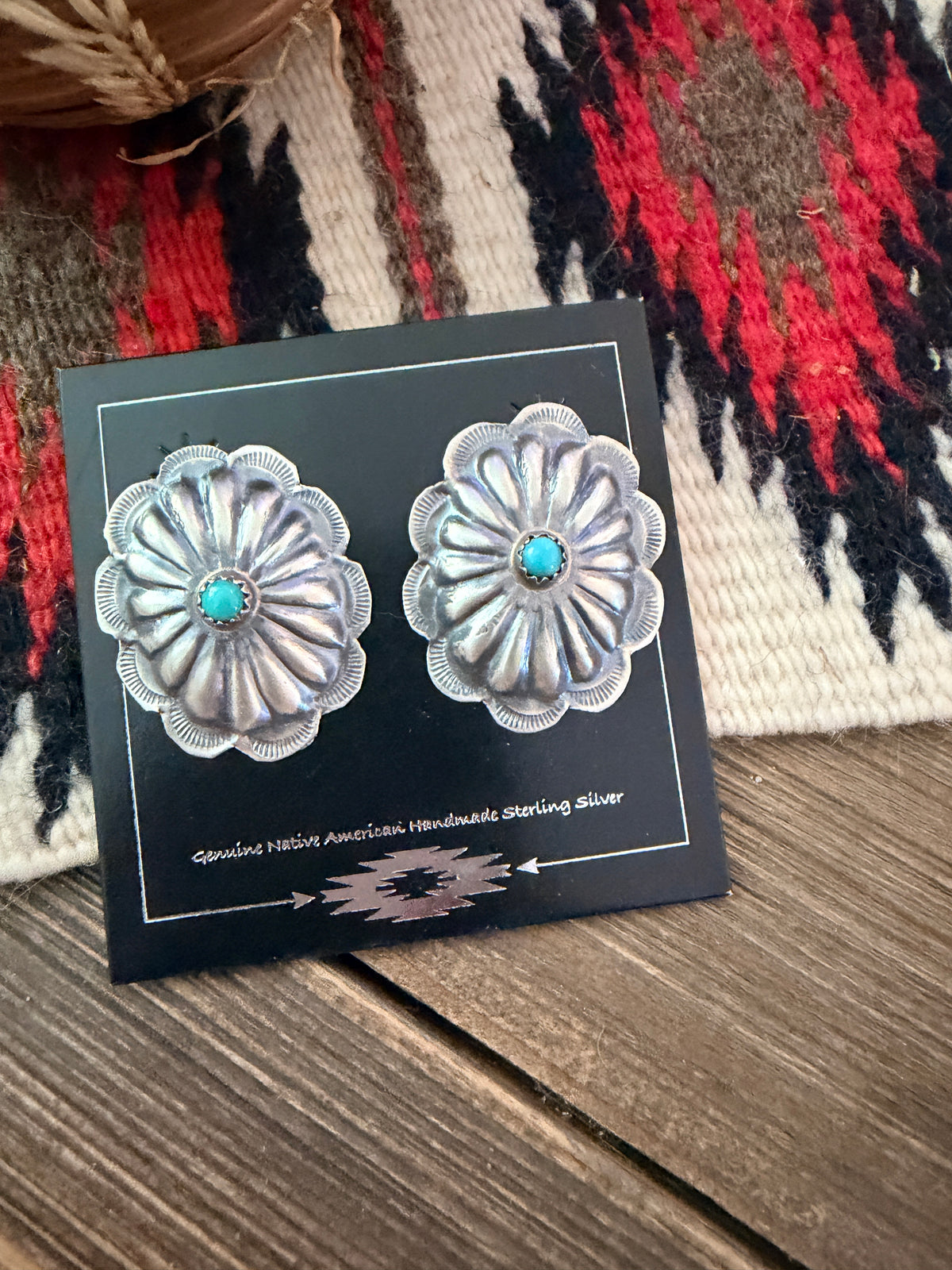 Handcrafted Turquoise & Sterling Silver Concho Post Earrings