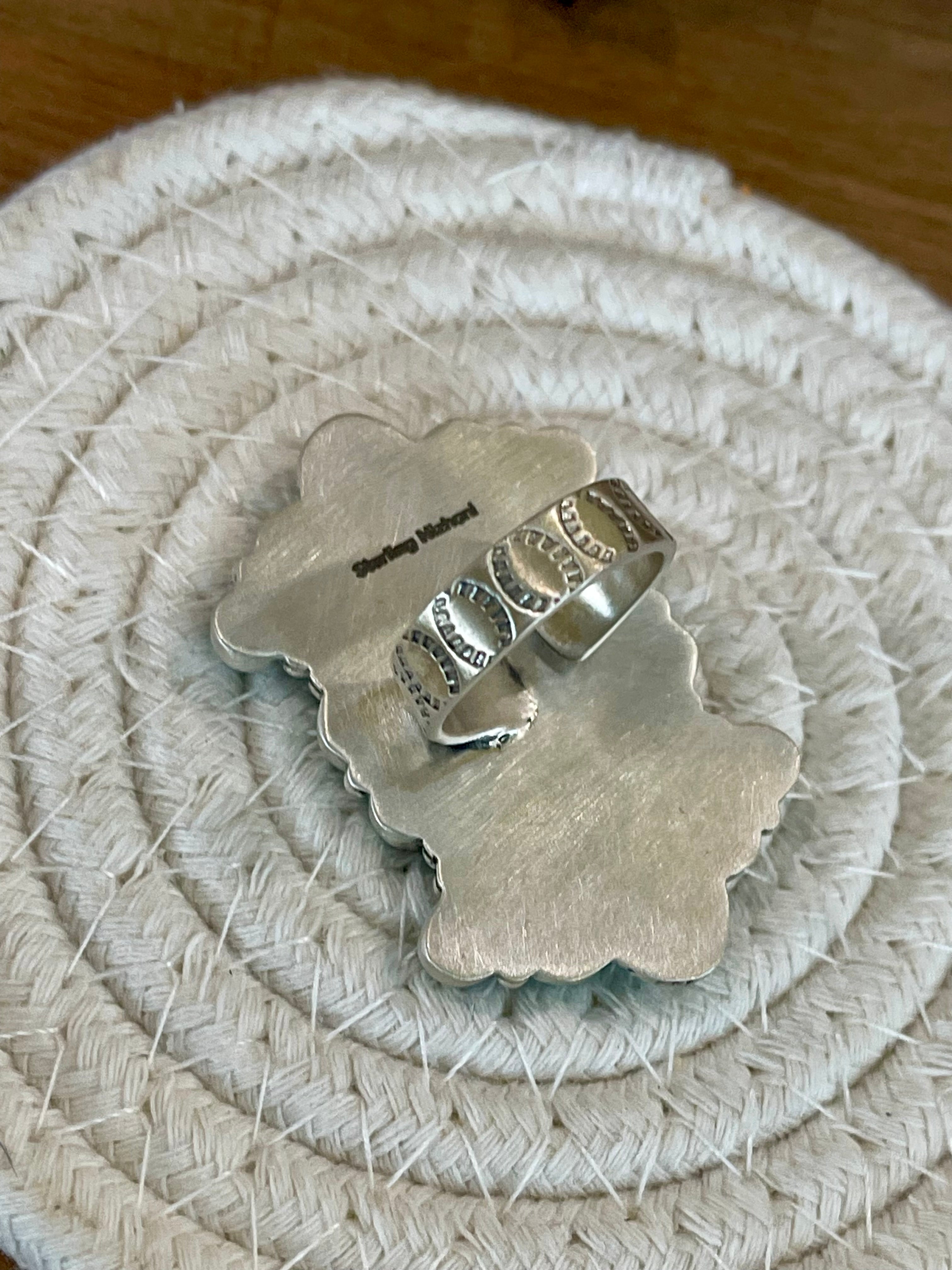 Handmade Turquoise & Sterling Adjustable Cluster Ring