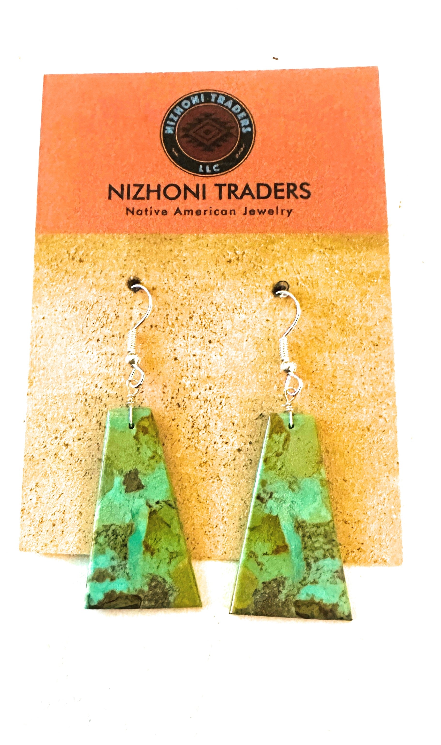 Navajo Sterling Silver & Turquoise Slab Dangle Earrings