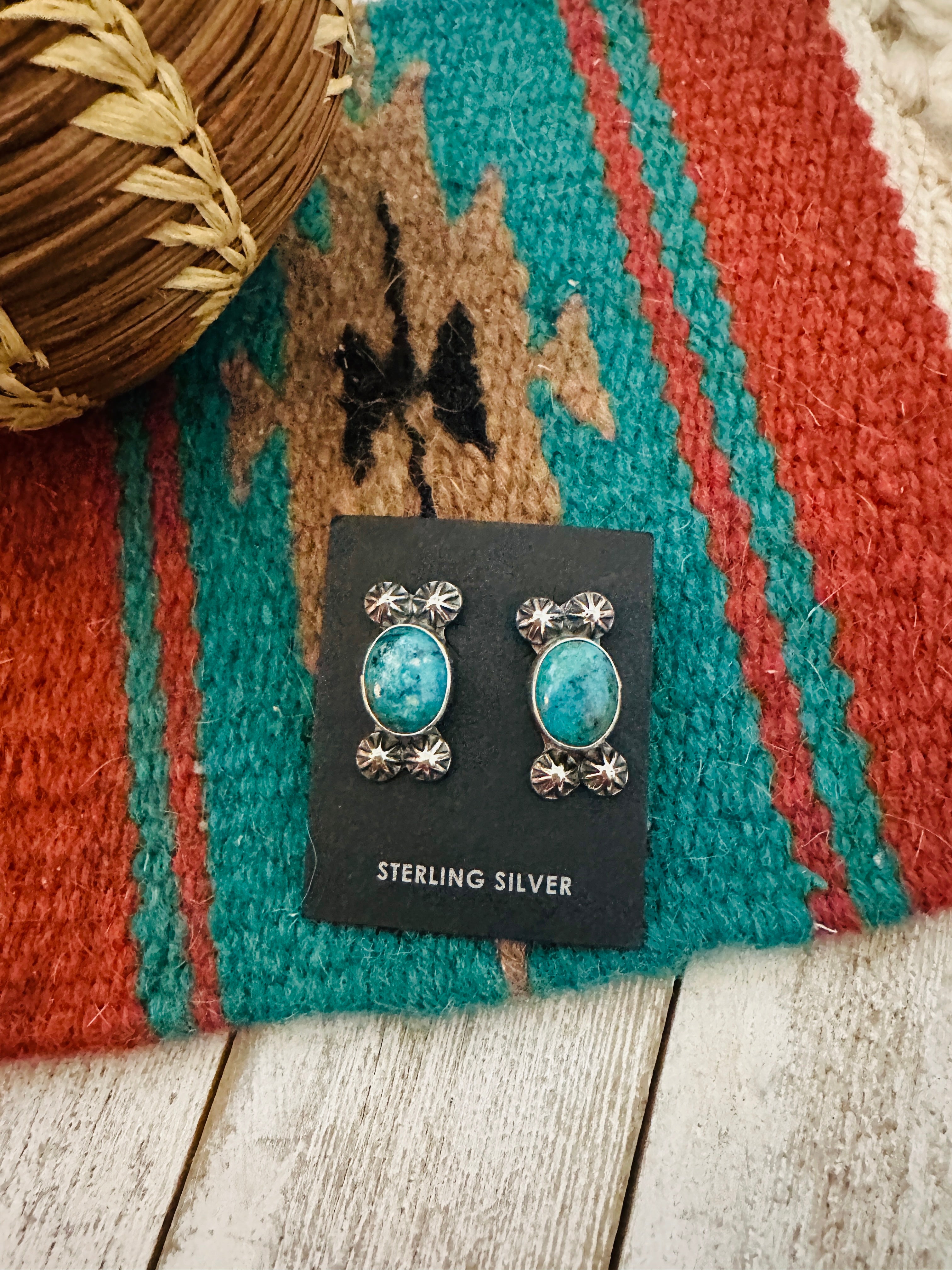 Navajo Sterling Silver & Turquoise Post Earrings