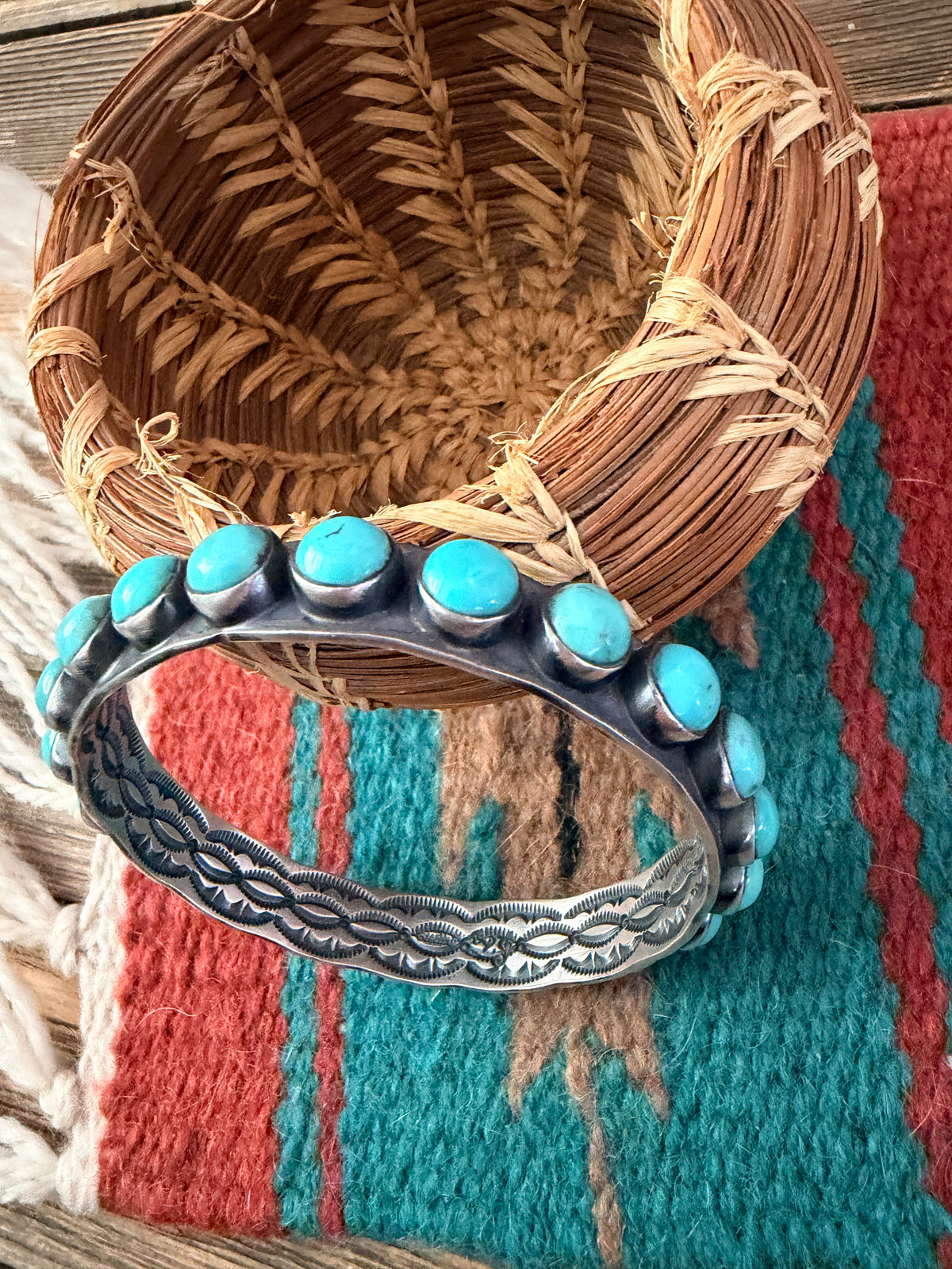 Handcrafted Turquoise & Sterling Silver Bangle Bracelet