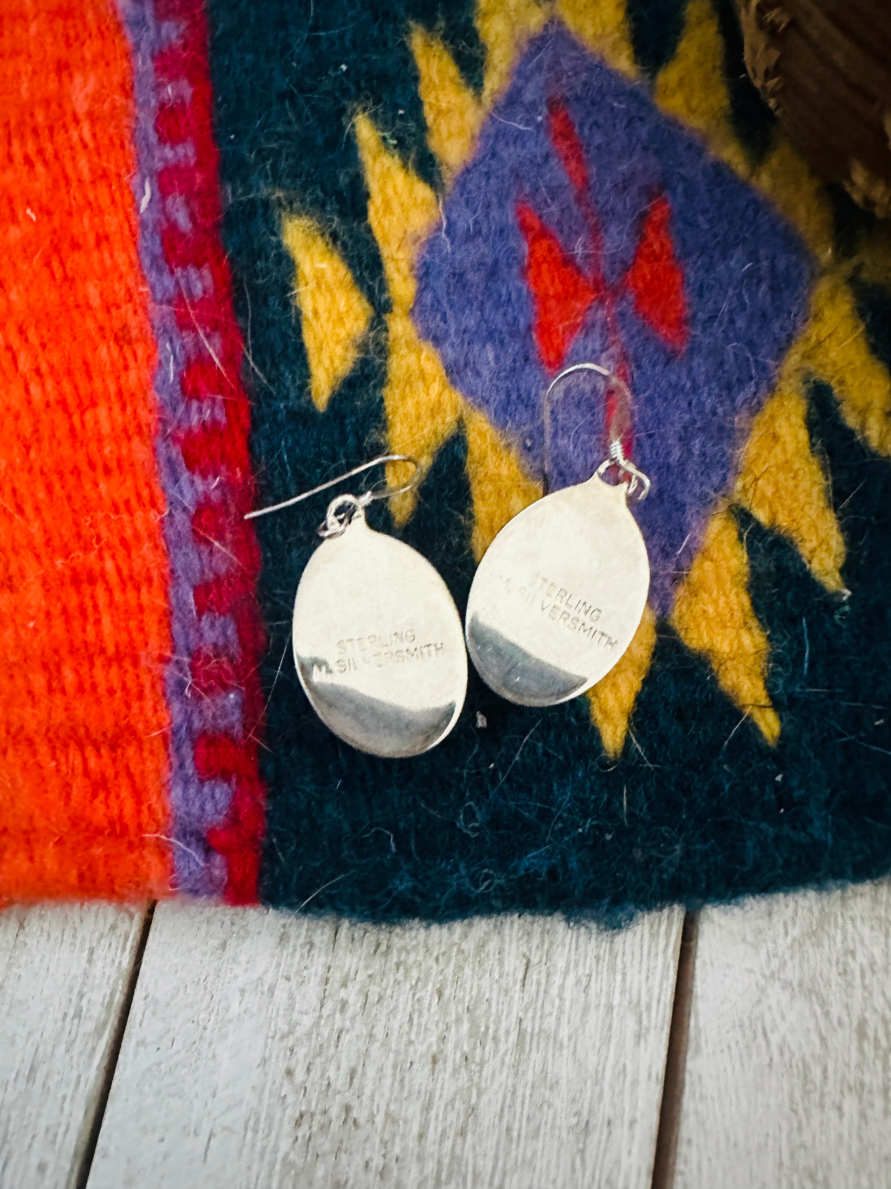 Navajo Golden Hills Turquoise & Sterling Silver Dangle Earrings