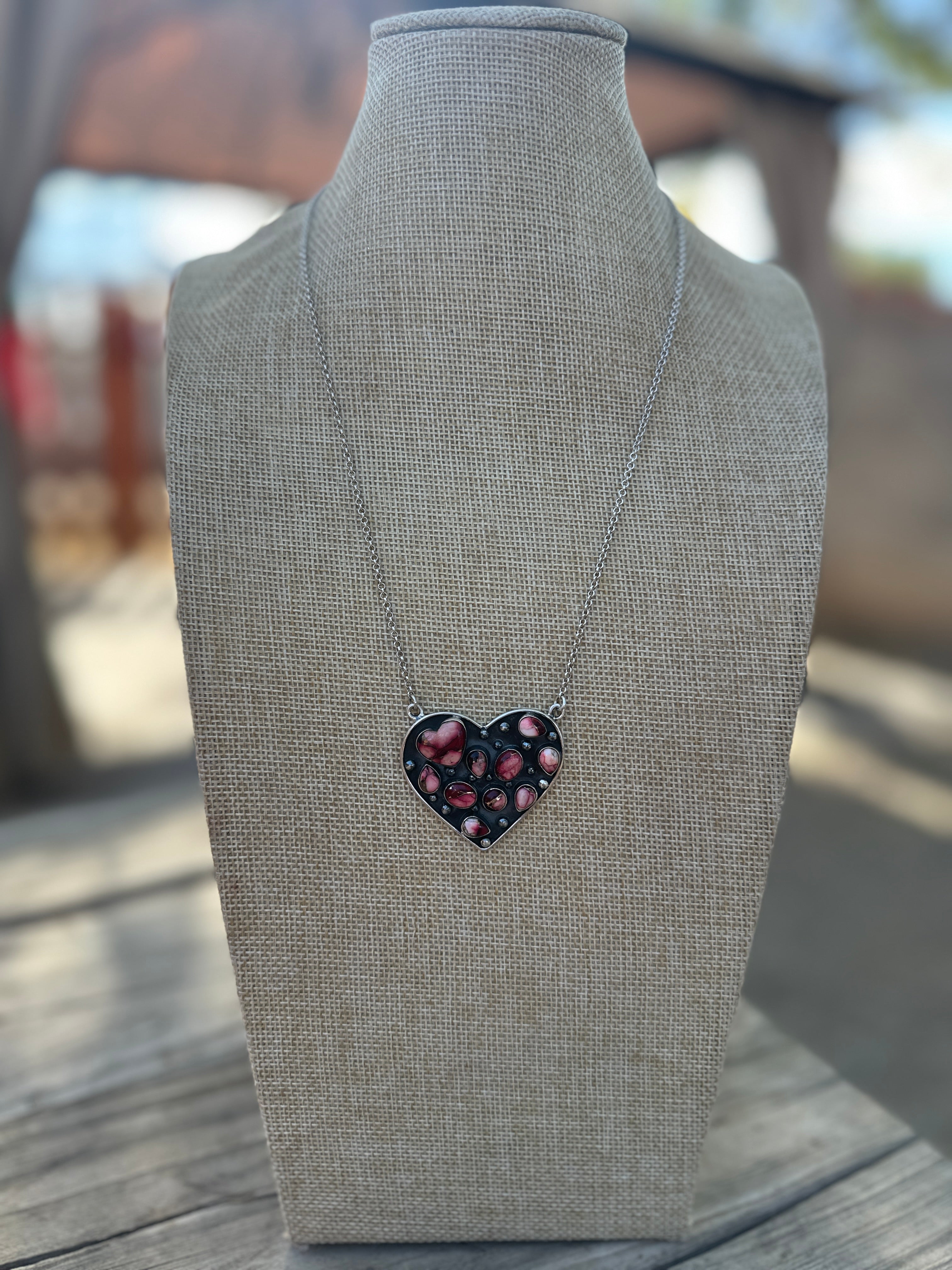 Beautiful Handmade Sterling Silver Dahlia Rose Heart Necklace