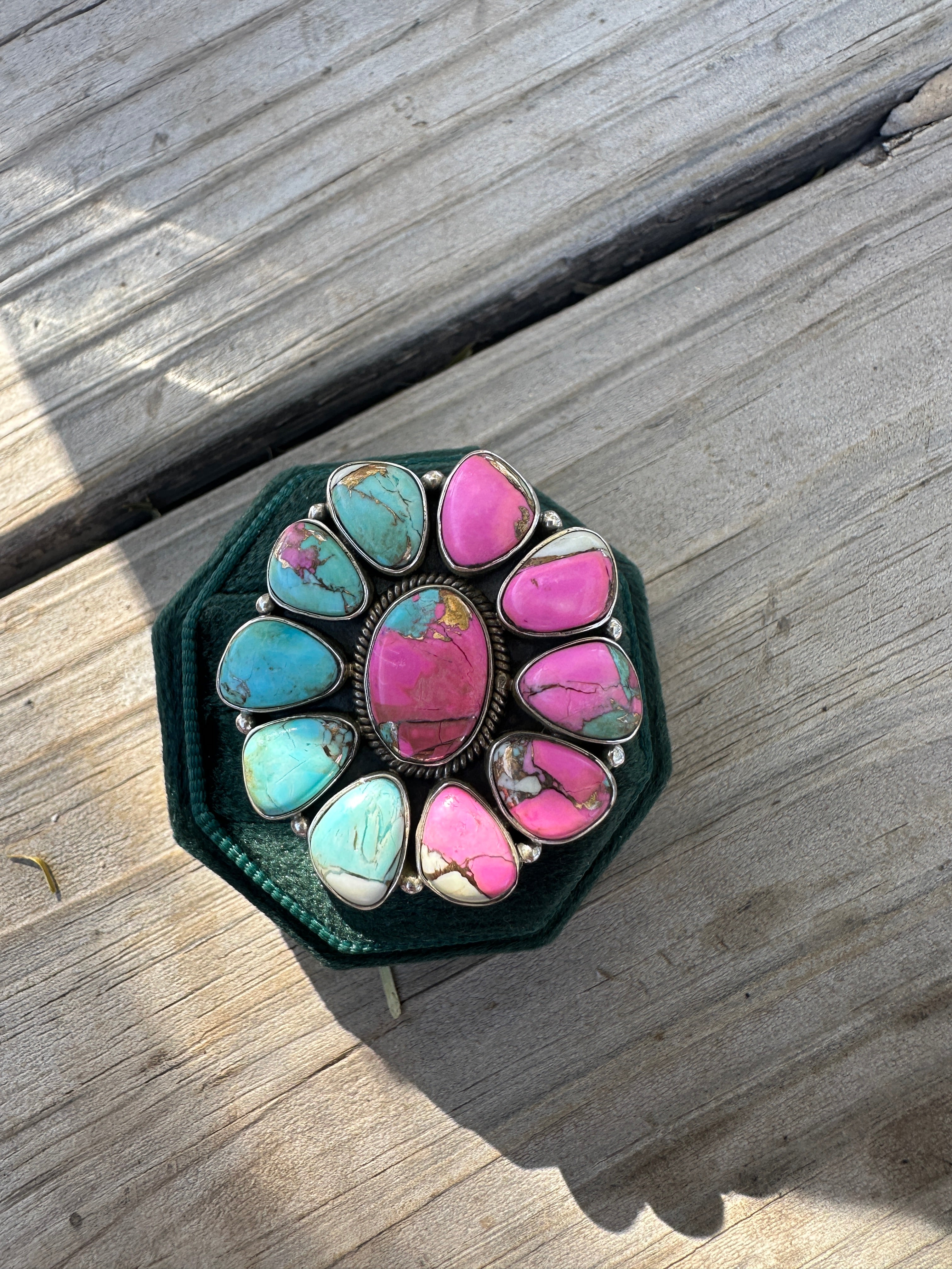 Handmade Cotton Candy Sterling Adjustable Cluster Ring