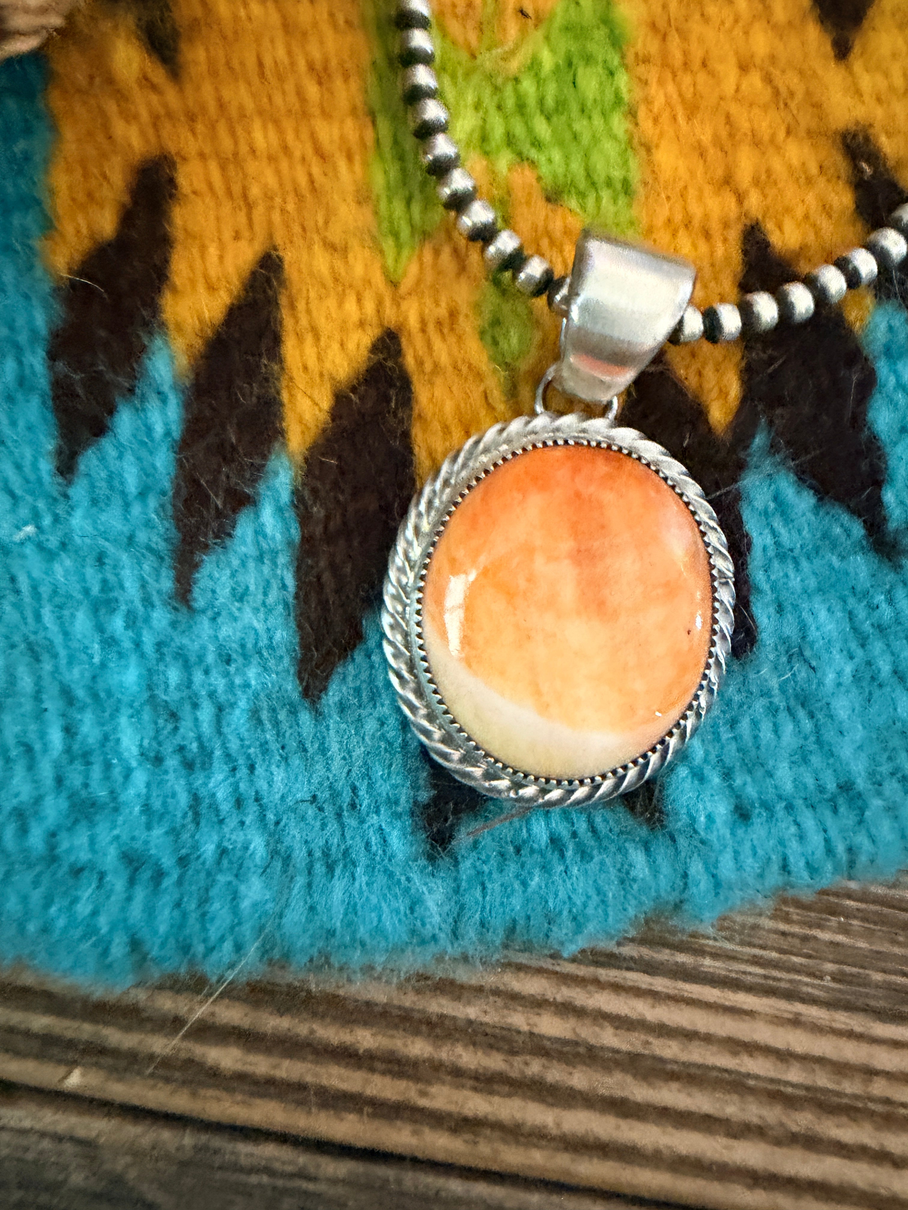 Handcrafted Sterling Silver and Spiny Oyster Pendant