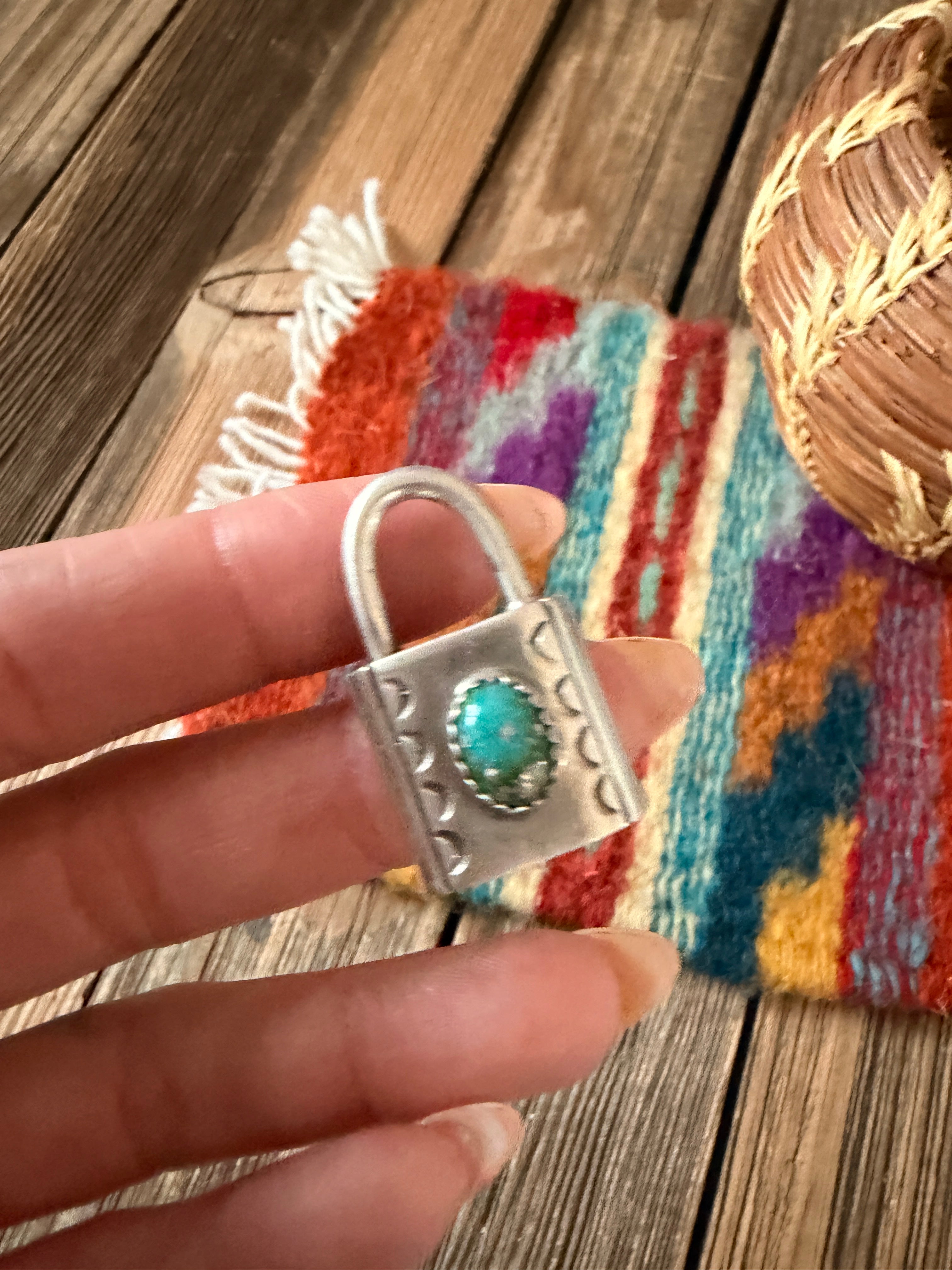 Handcrafted Sterling Silver & Turquoise Locket Pendant