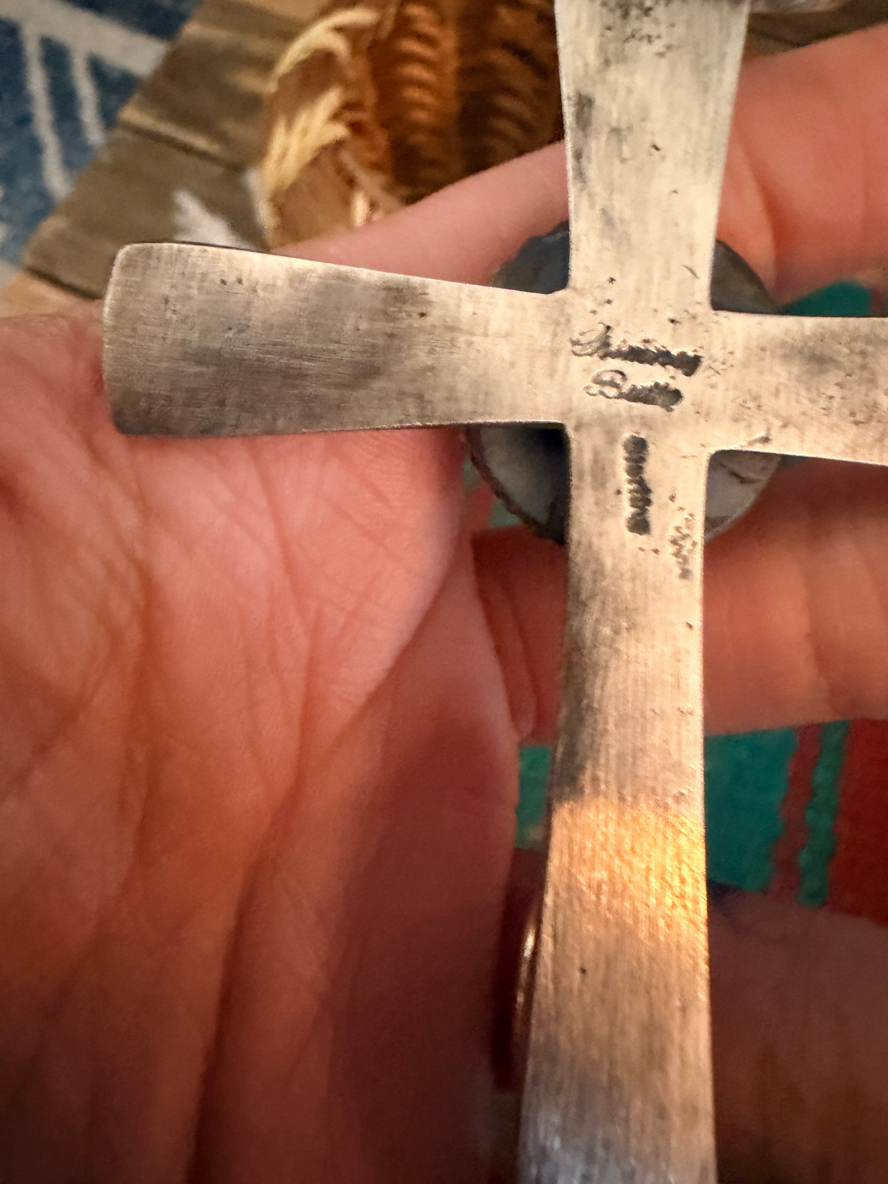Handcrafted Sonoran Mountain Turquoise & Sterling Silver Cross Pendant by Chimney Butte