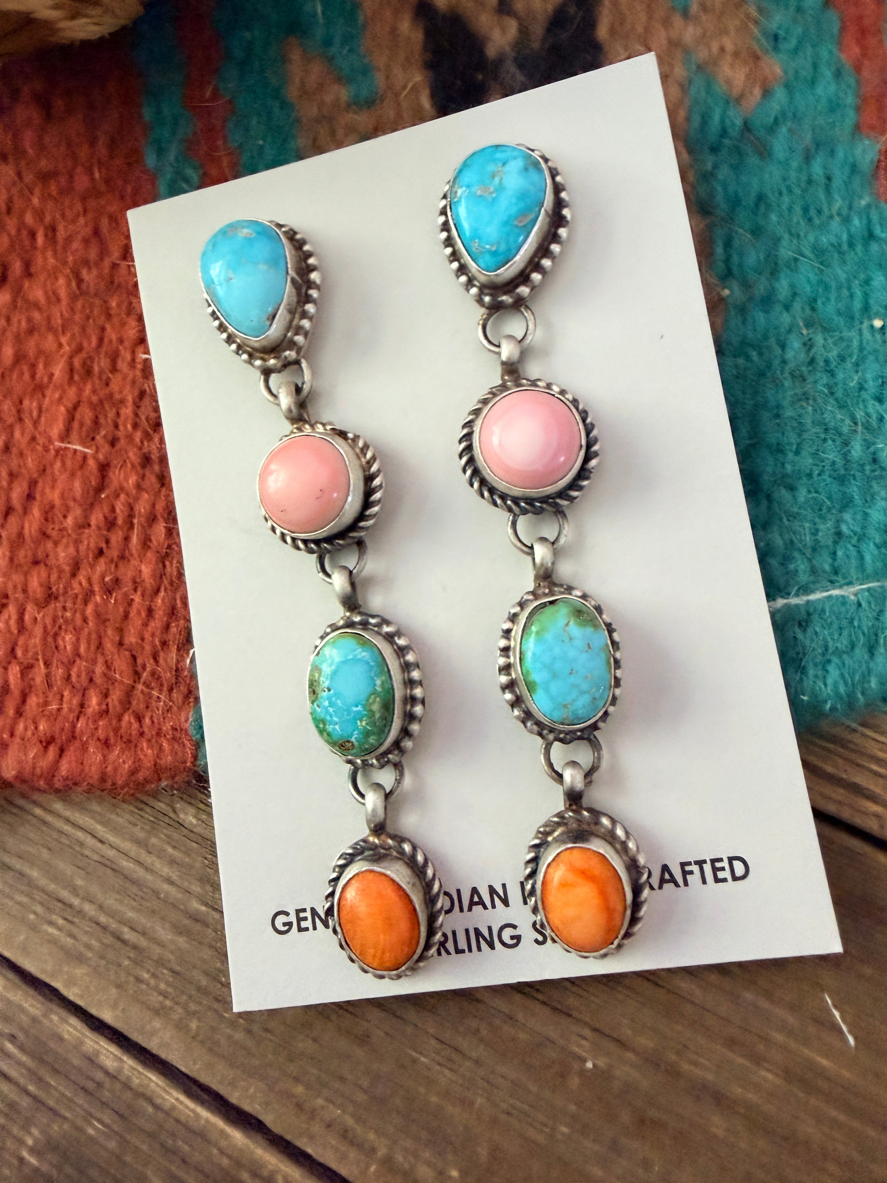 Handcrafted Multi Stone & Sterling Silver Dangle Earrings by Vicky Hicks