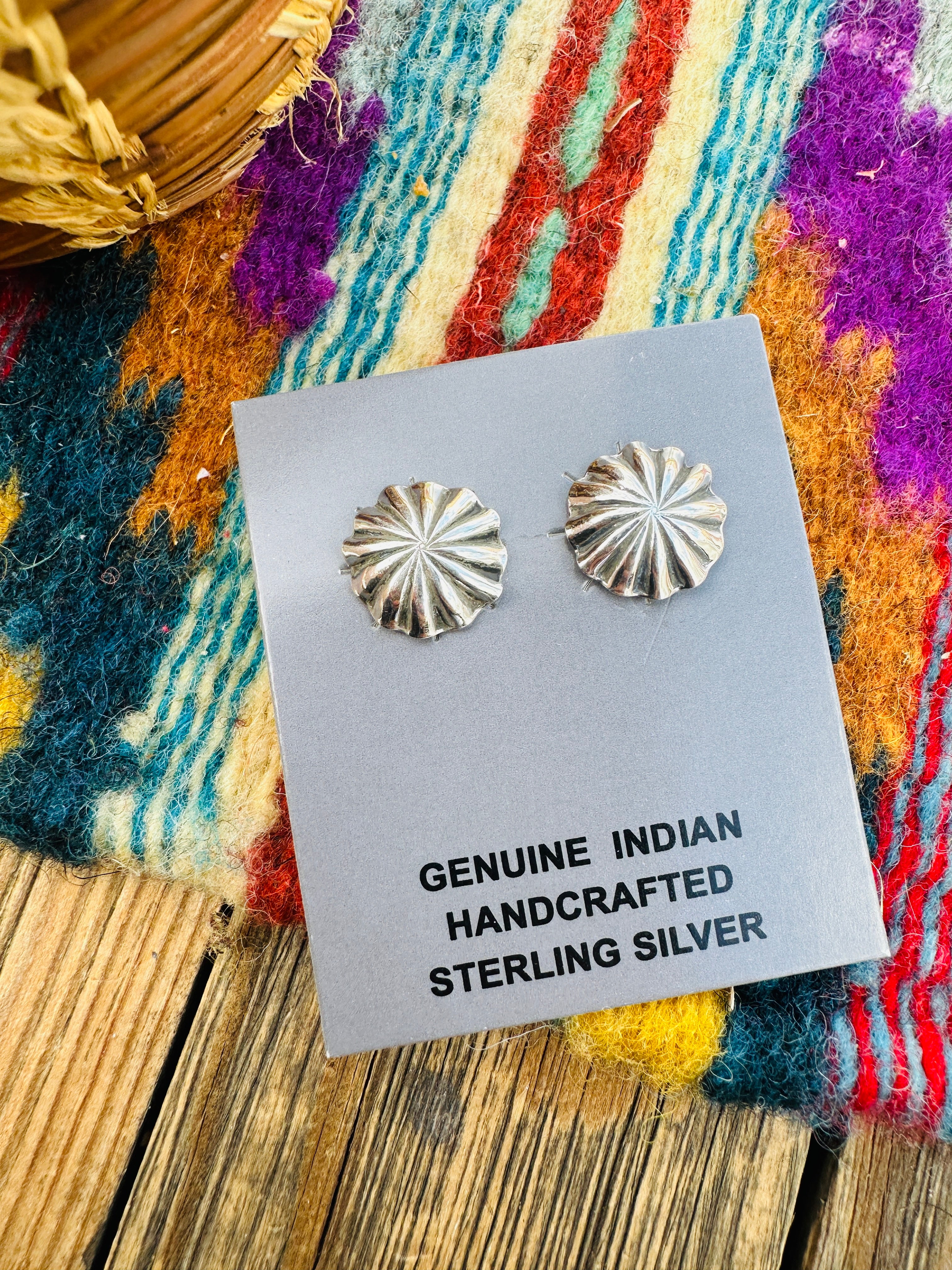 Handcrafted Sterling Silver Concho Stud Earrings