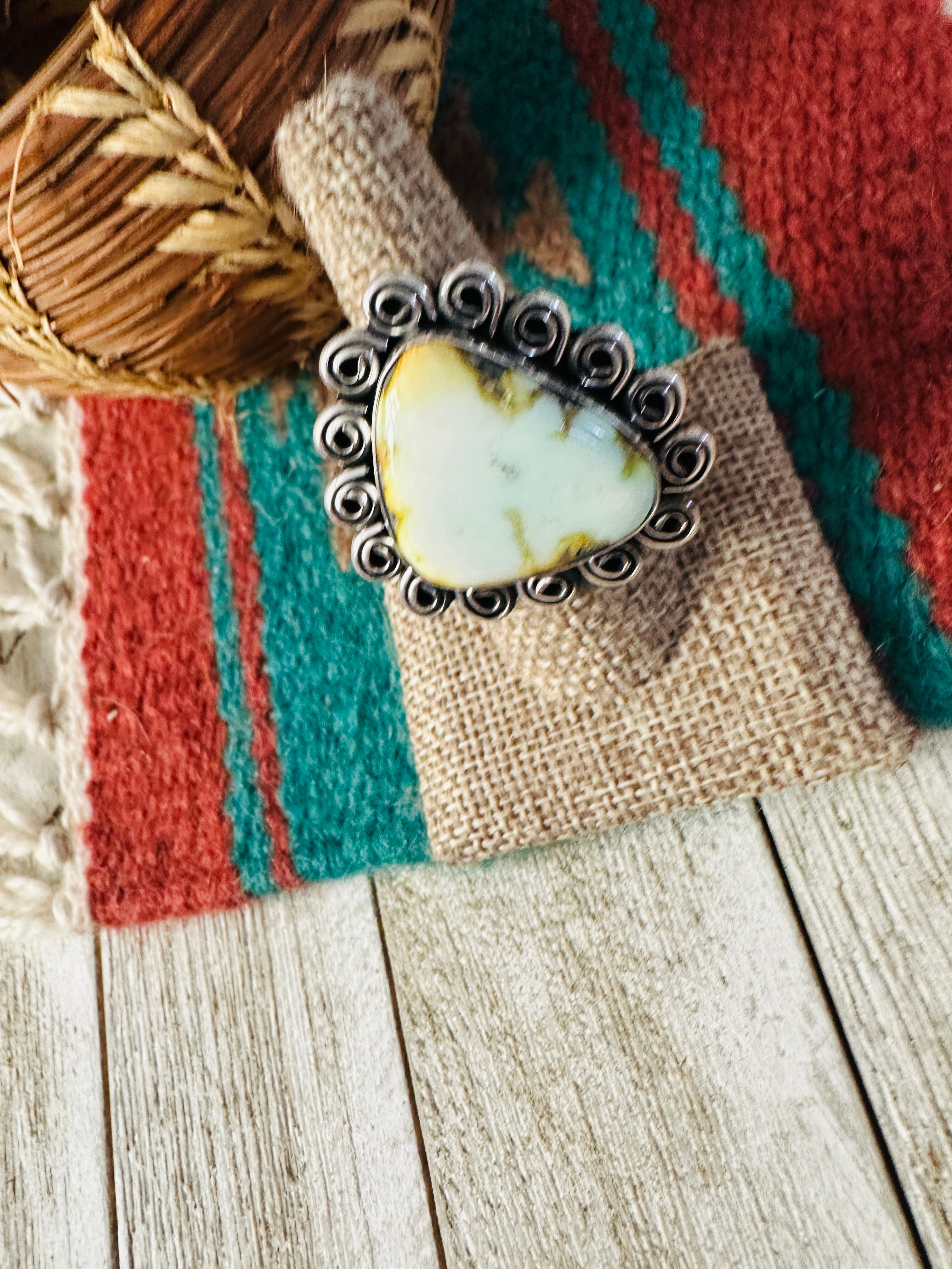 Handcrafted Palomino Turquoise & Sterling Silver Ring size 7.5