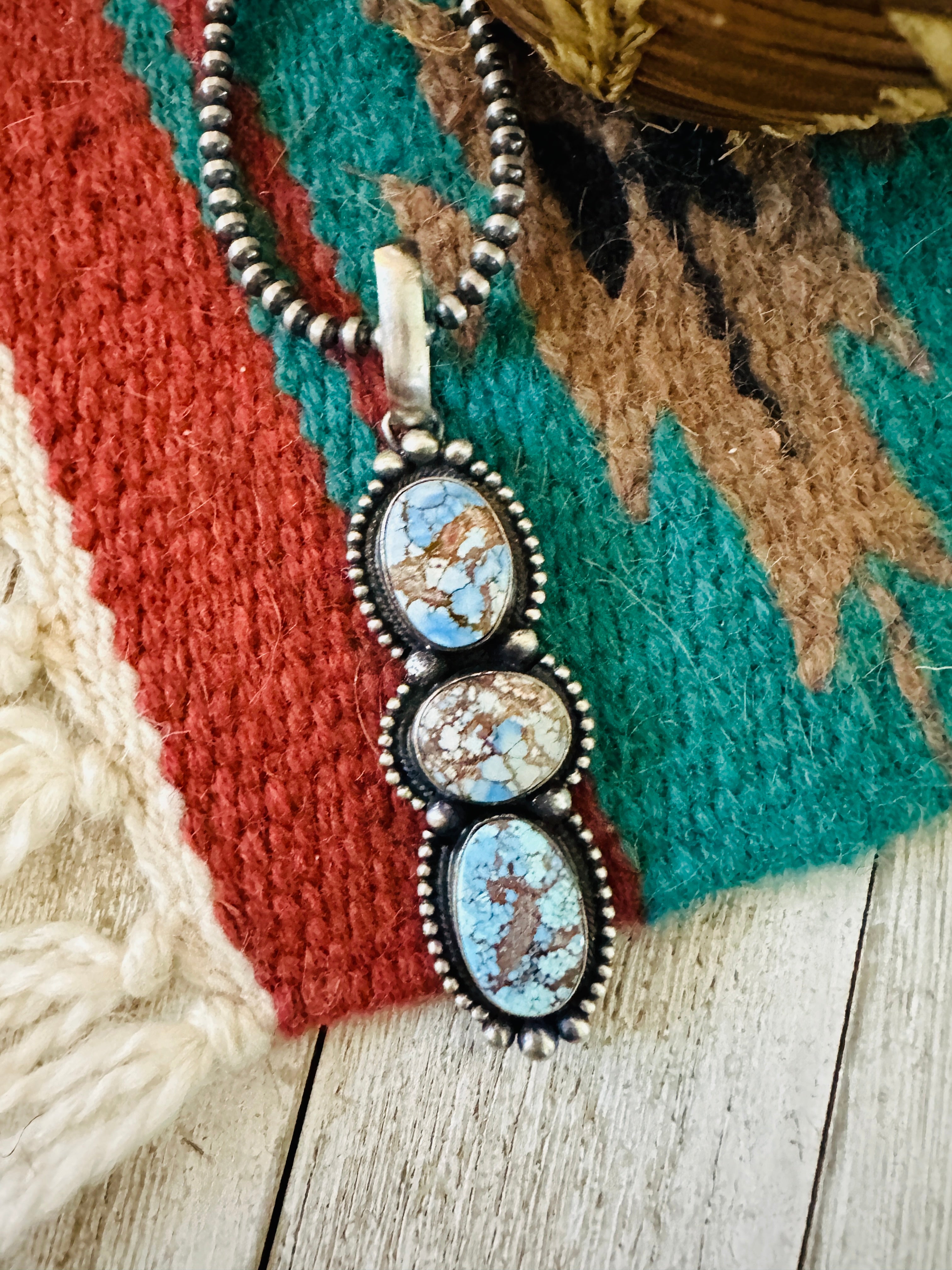 Handcrafted Golden Hills Turquoise & Sterling Silver Pendant