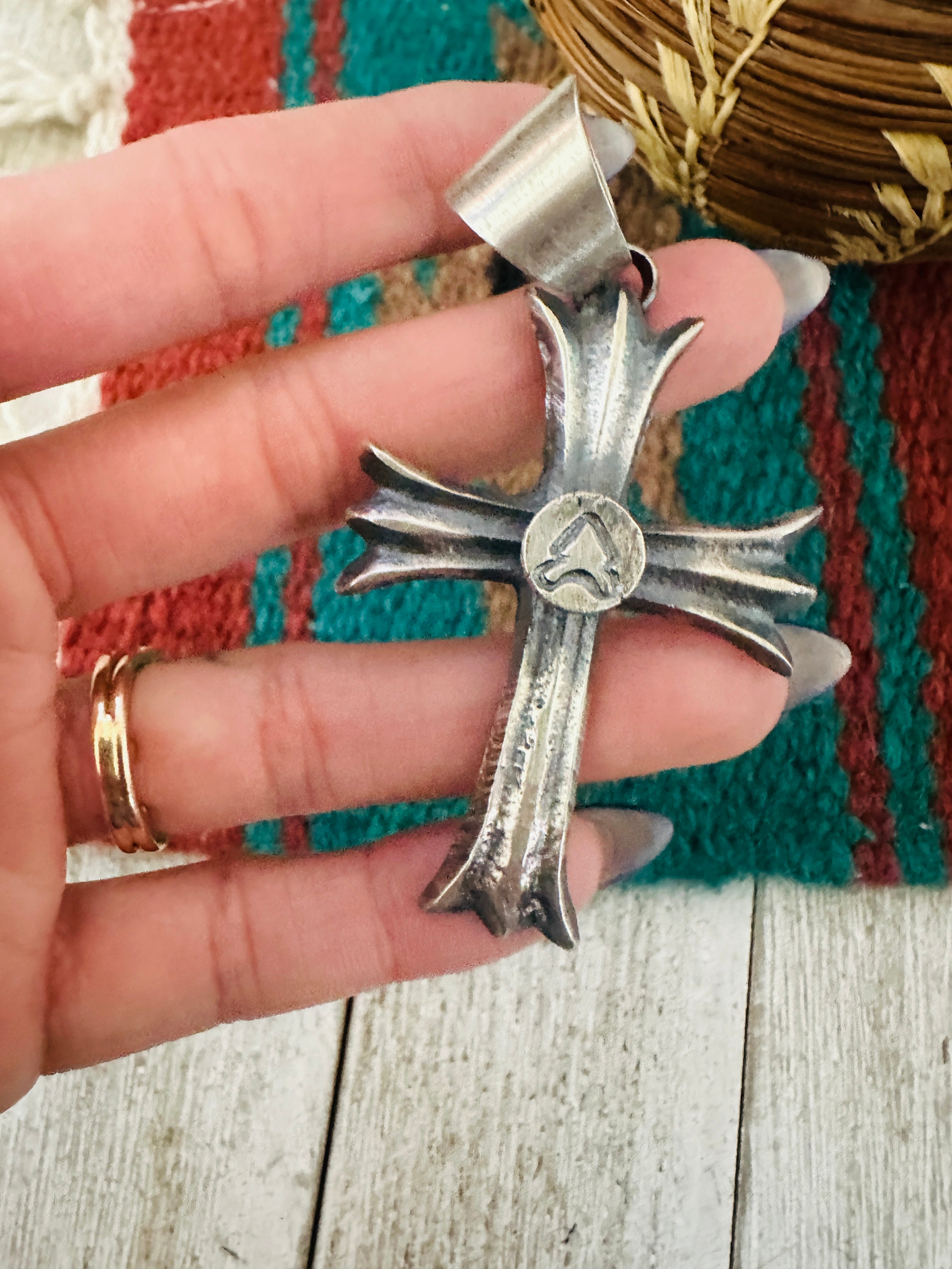 Handcrafted Sterling Silver Cross Arrow Pendant by Chimney Butte