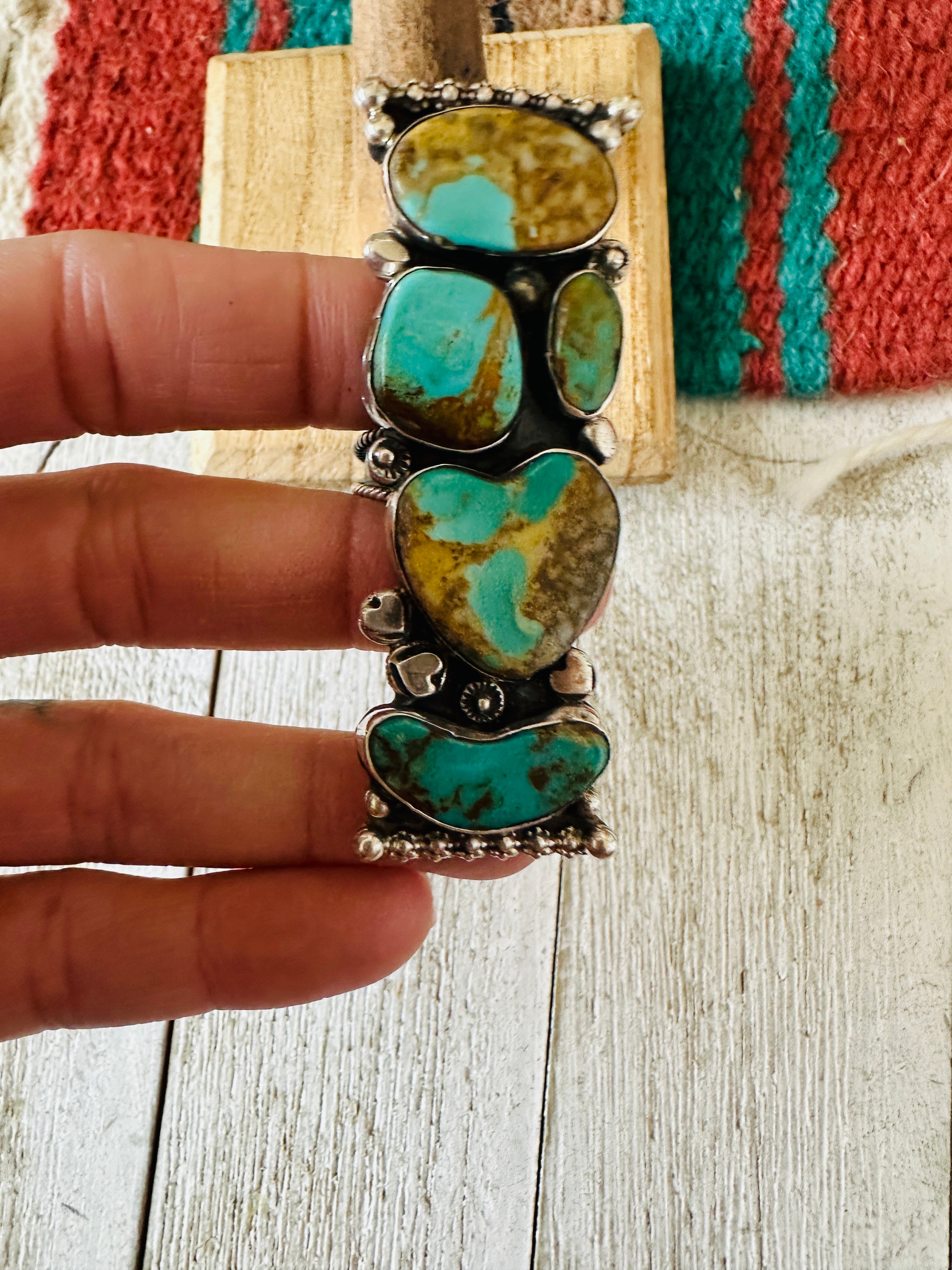 Navajo Royston Turquoise & Sterling Silver Adjustable Ring by Jacqueline Silver