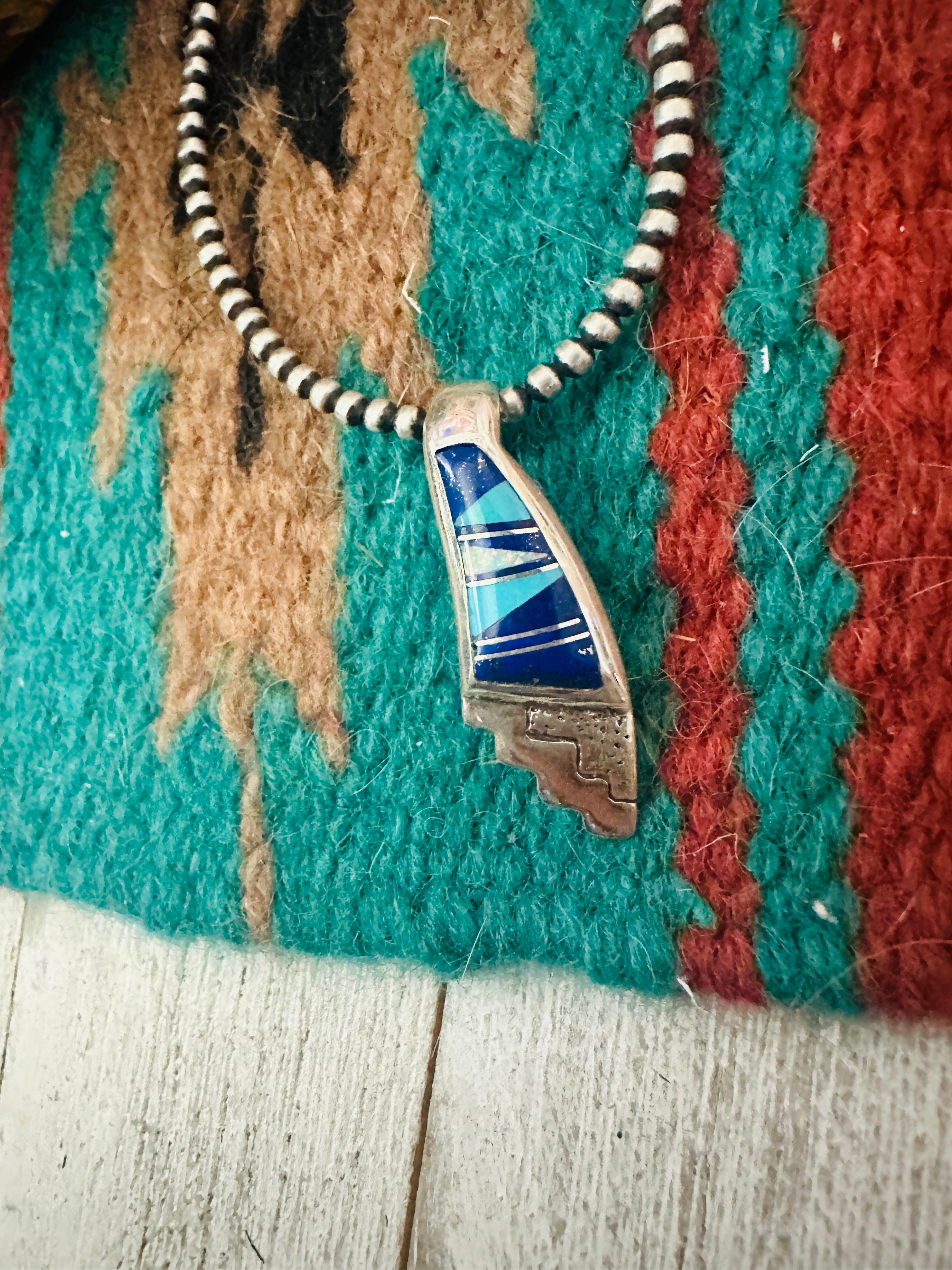 Navajo Multi Stone & Sterling Silver Inlay Pendant