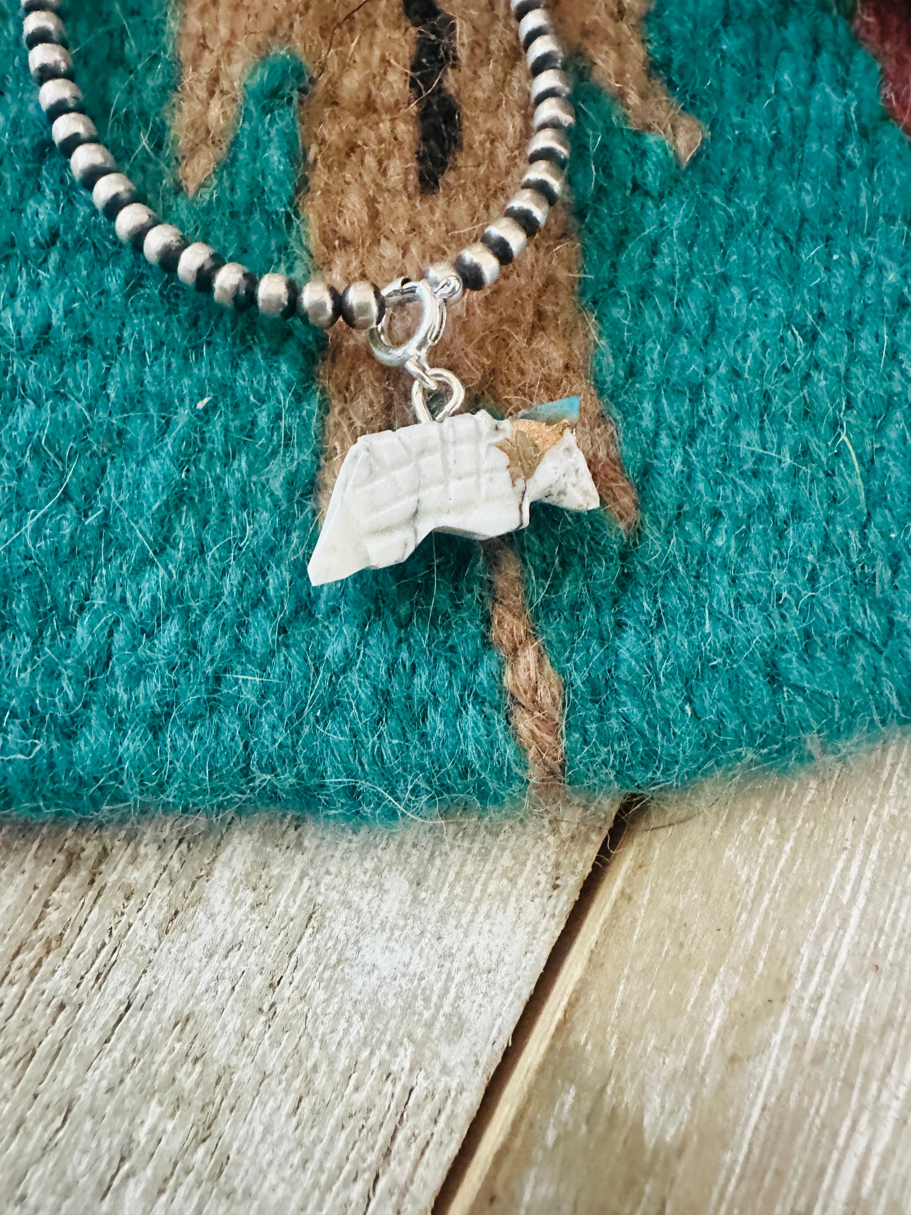 Handcrafted &  Hand Carved Blue Mojave Armadillo Charm