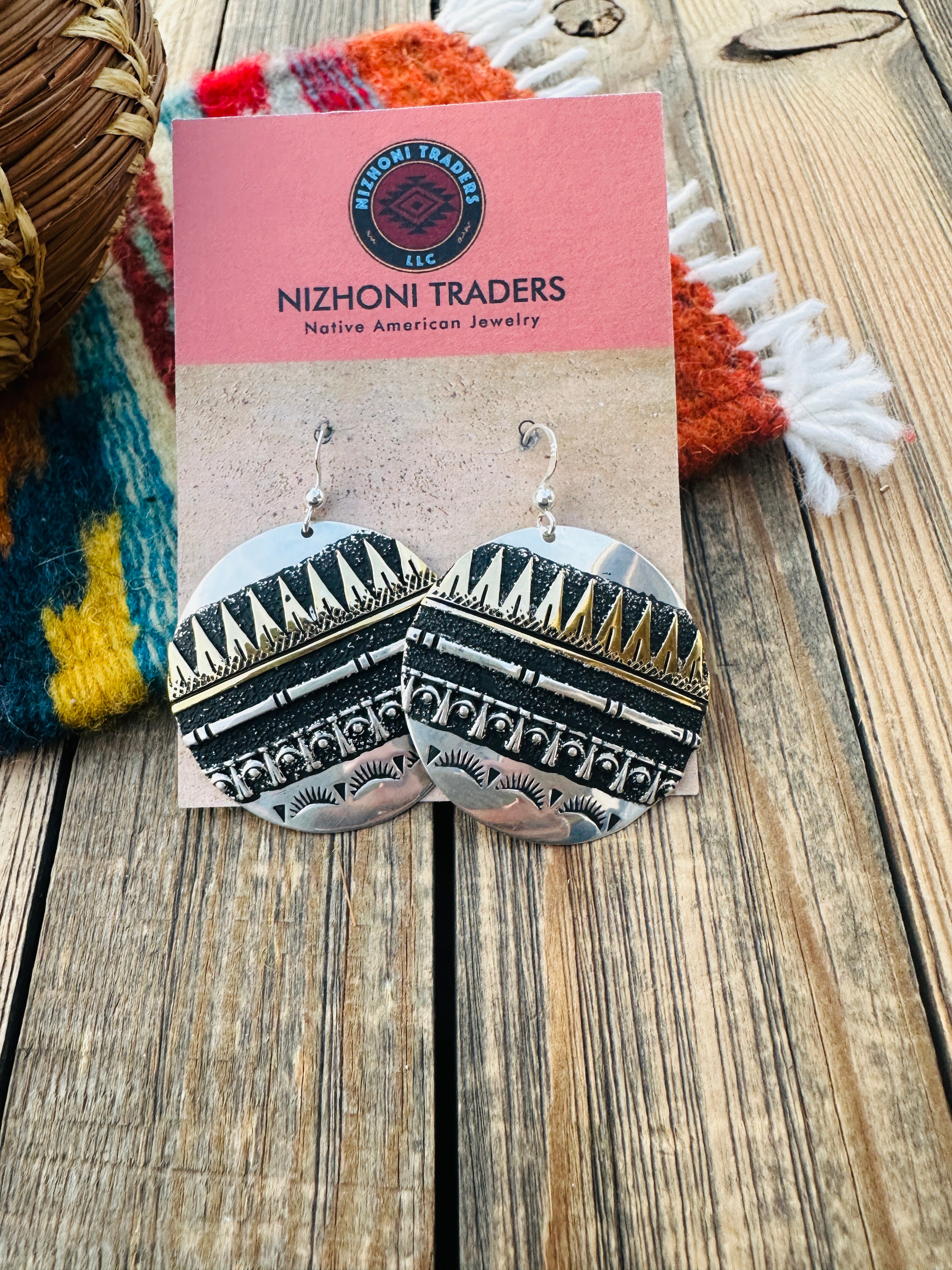 Handcrafted Sterling Silver & Copper Dangle Earrings by Rose Singer